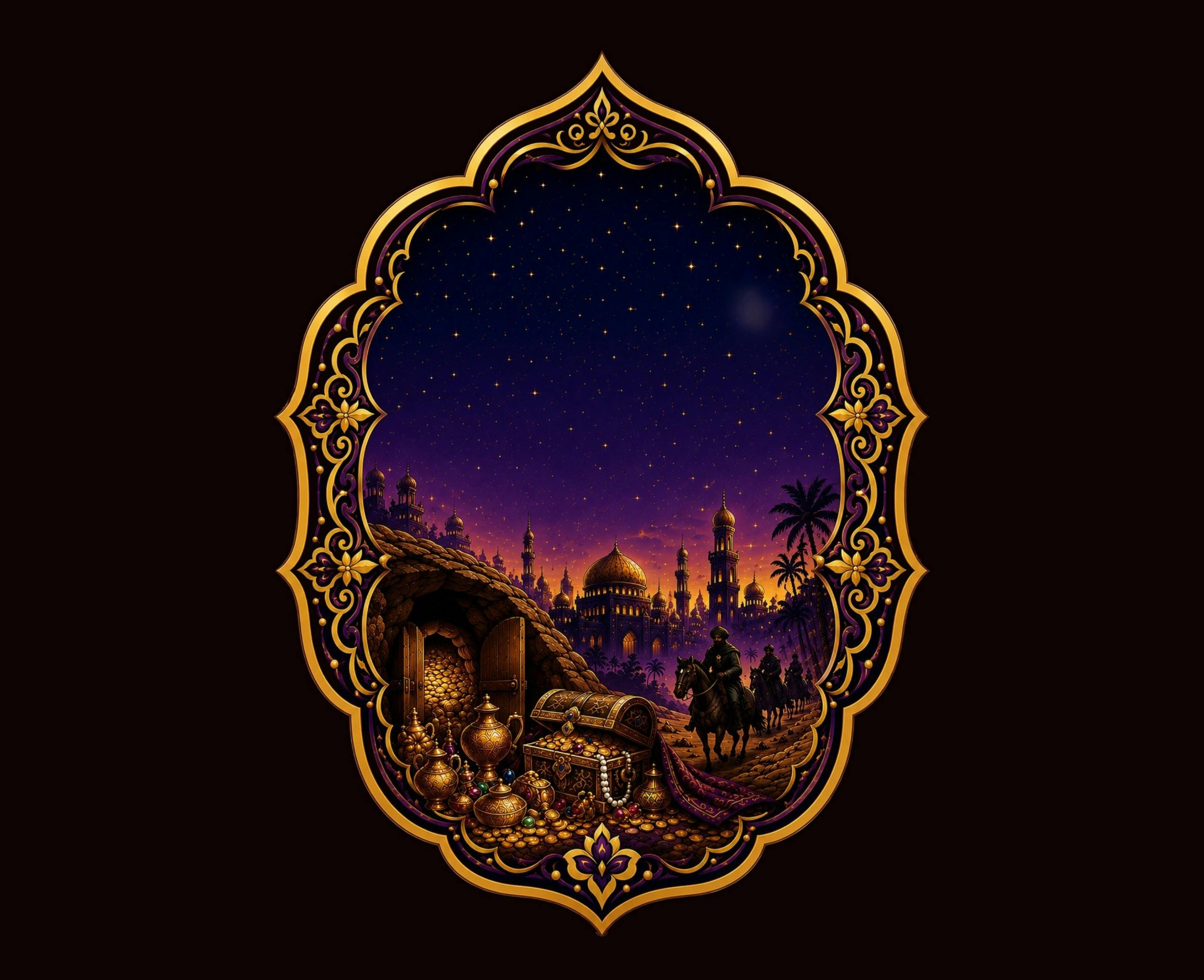 Arabian scene on a black background