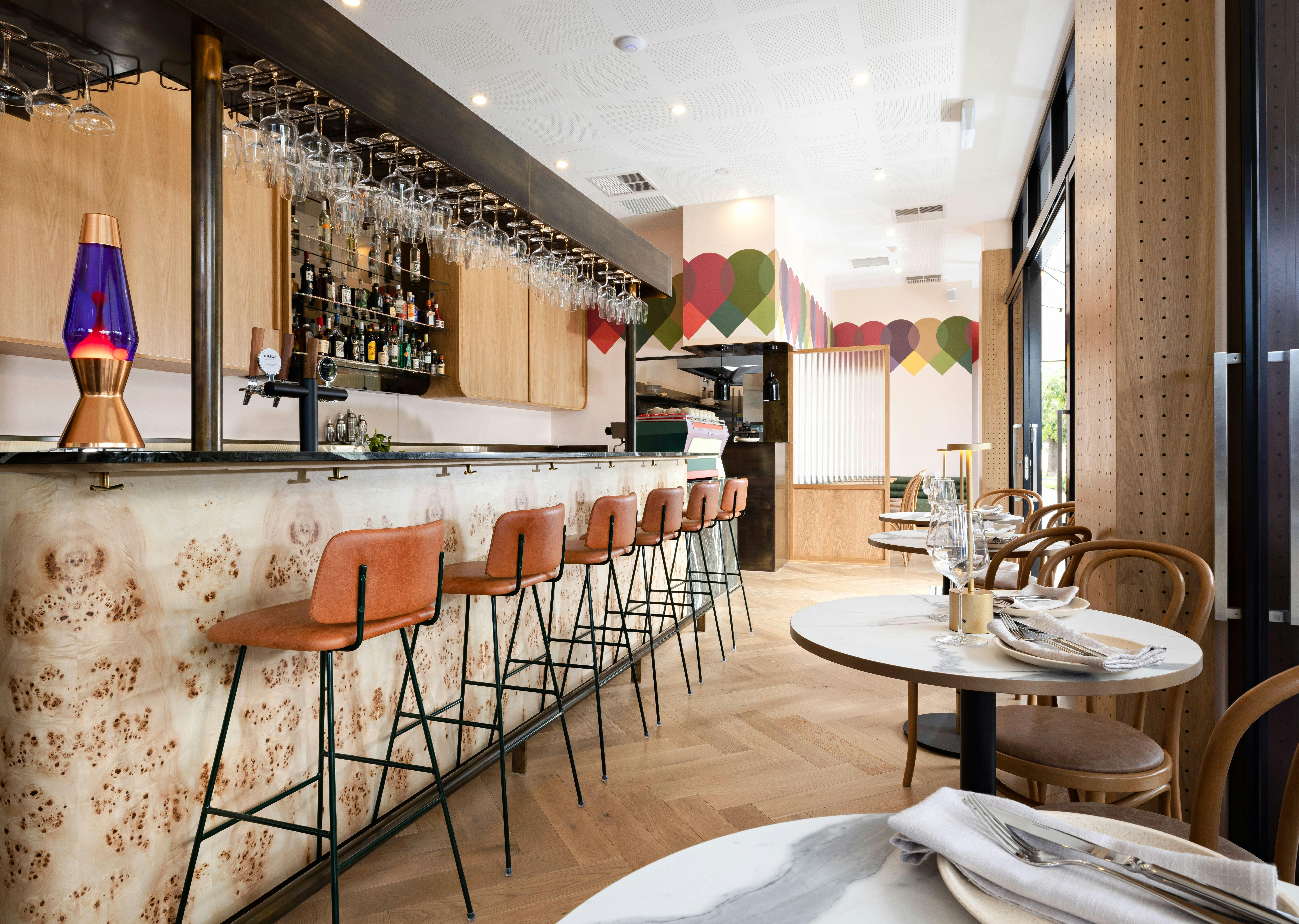 A prayer for the wild at heart's dining and bar area