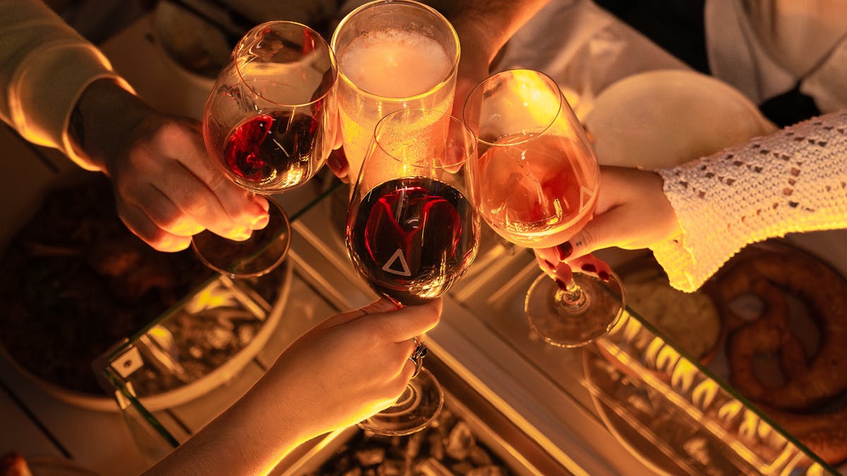 A firepit tables, with friends, socialising and wine.