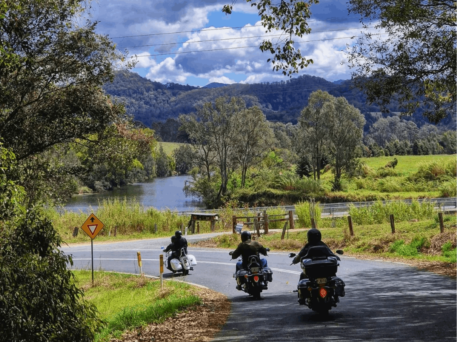 Motorbikes on country road