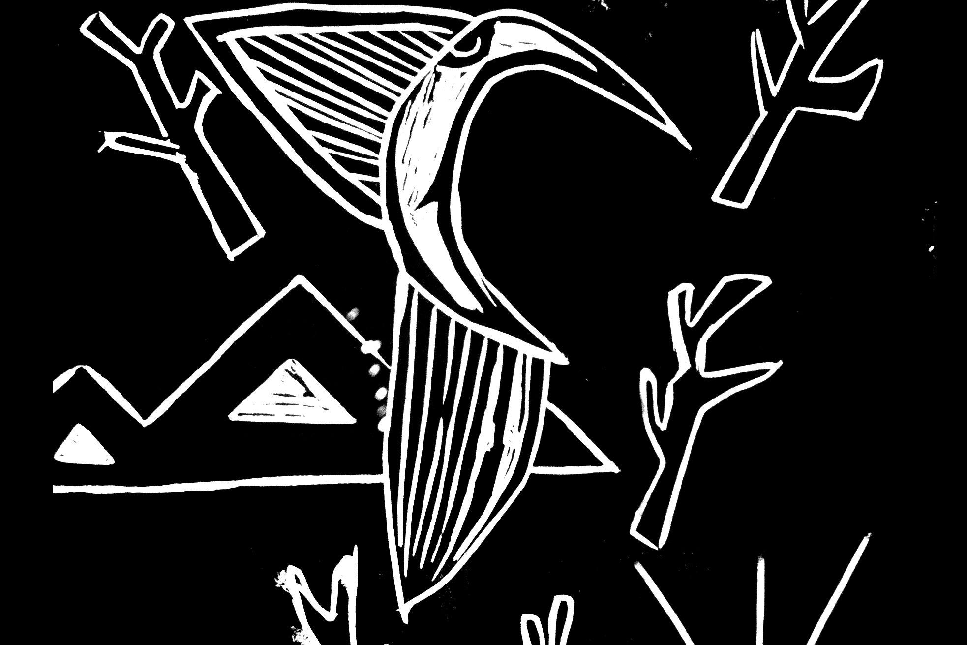 Jennifer Mullett, Bruthen Dreaming Night Hawke (detail) Woodblock prinnt 1/2