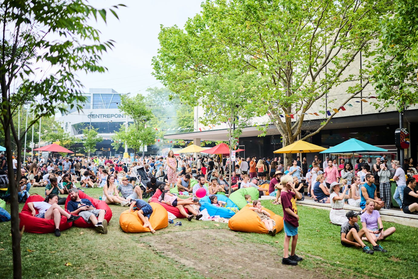 A crowd of people in Garema place