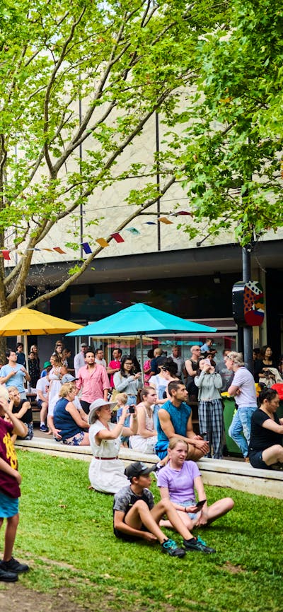 A crowd of people in Garema place