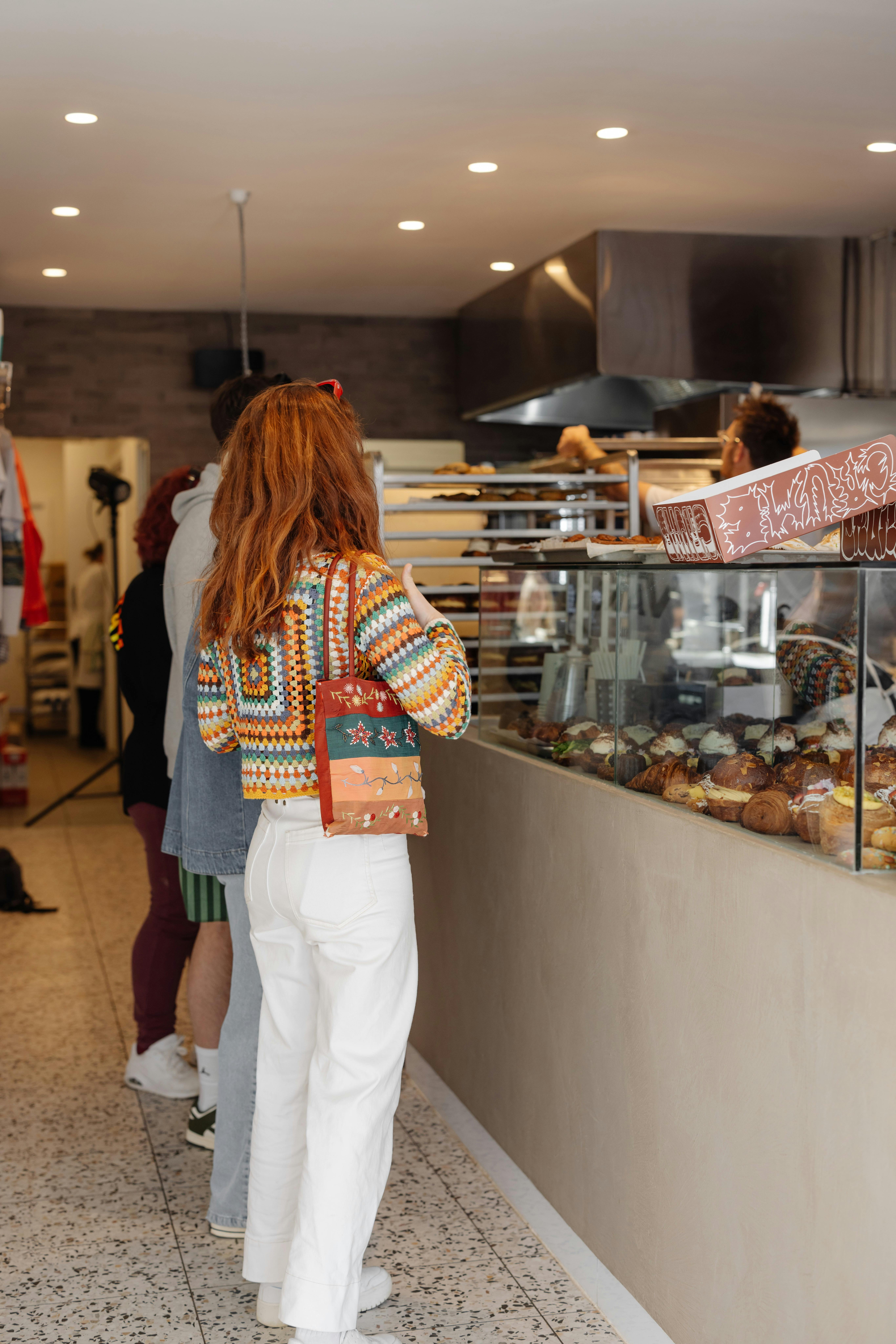 Display cabinet of pastries at Crumb