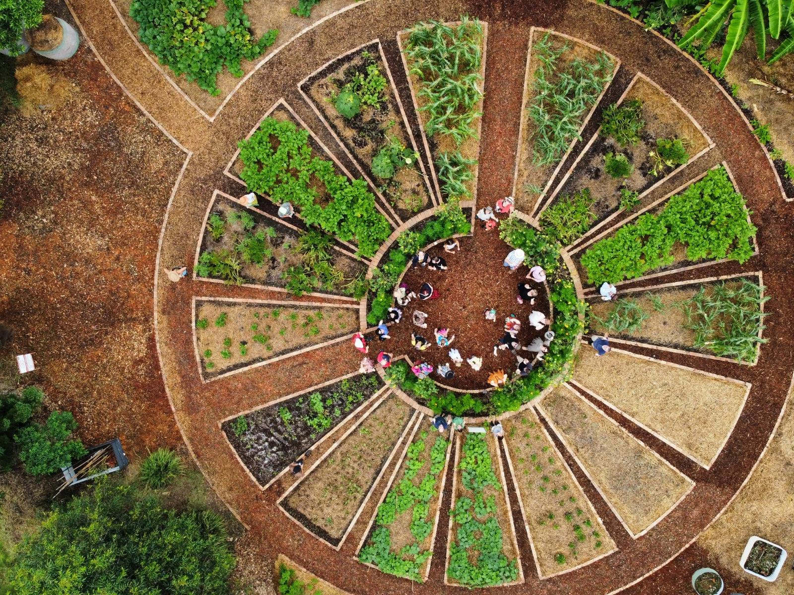 Aerial image of the mandala garden Aerial image of the mandala garden