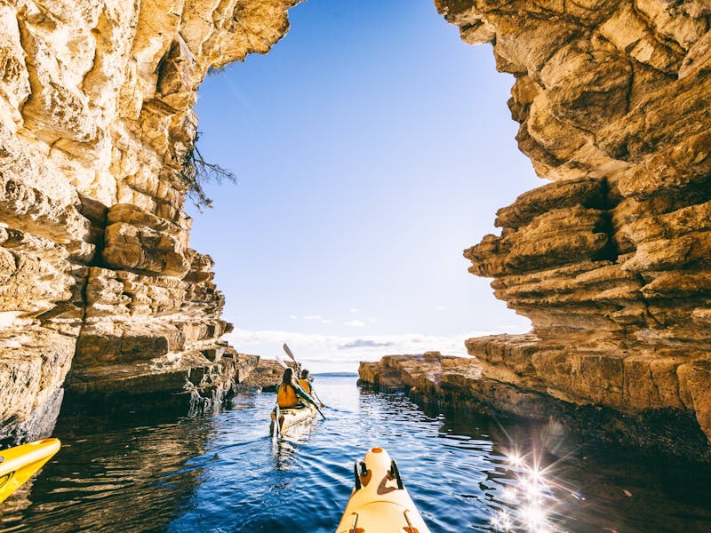 Kayaking in caves along the River Derwent