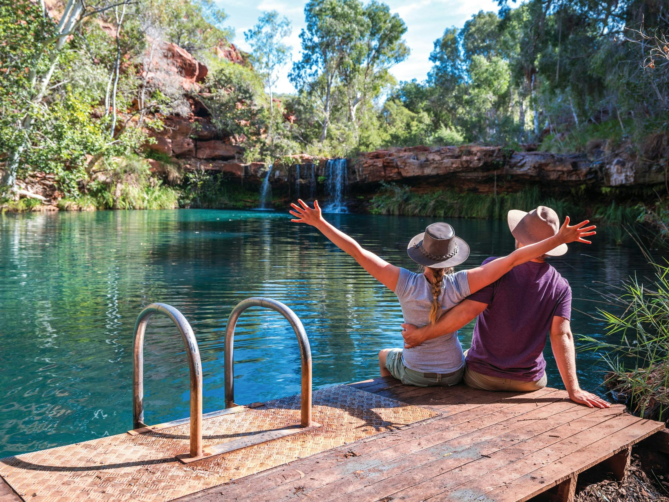 Couple at Jubura (Fern Pool) inside Karijini National Park