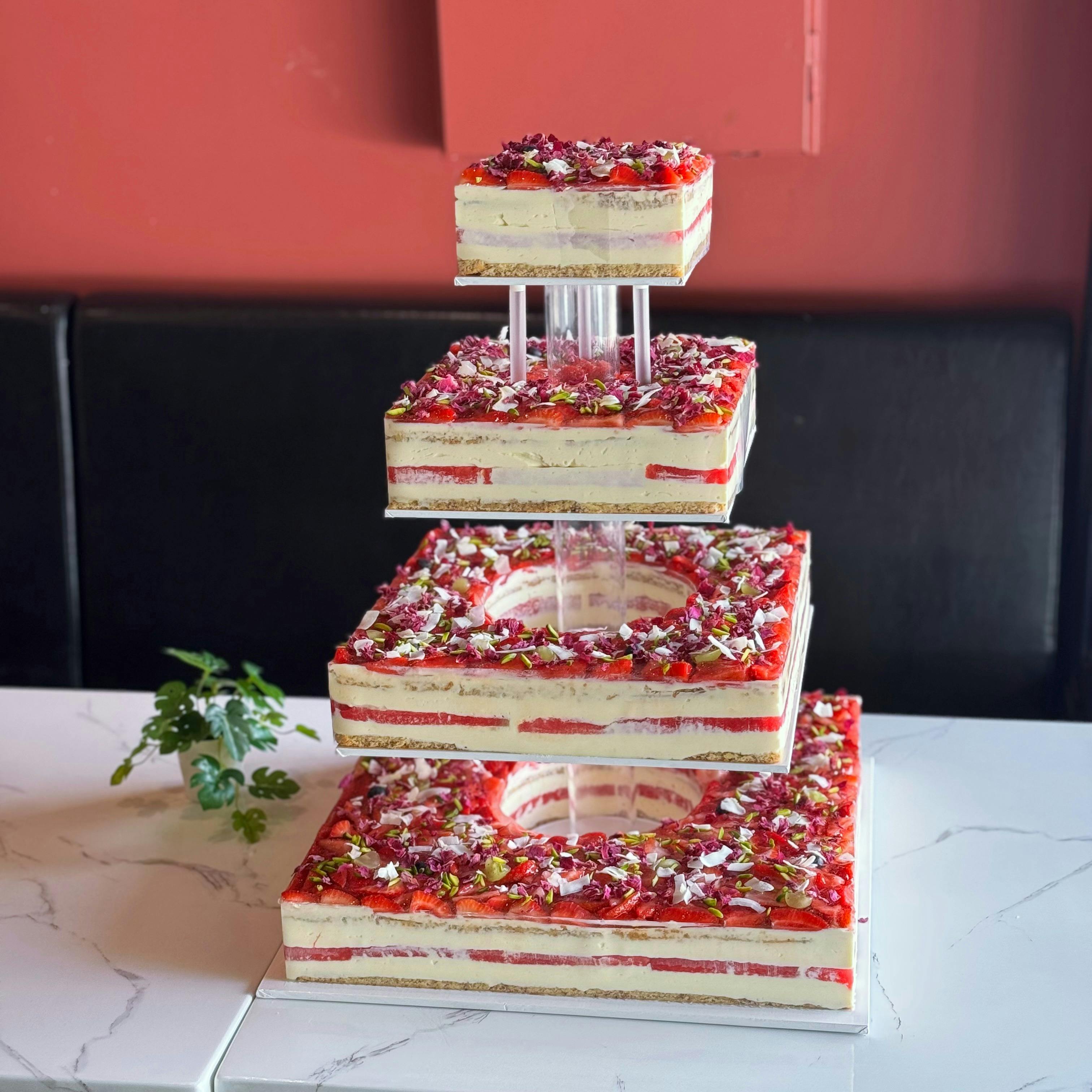 4 tiered watermelon fruit cake
