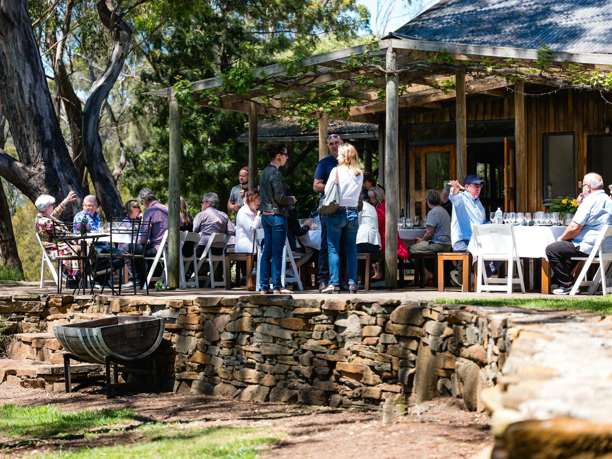 People gathered at a winery