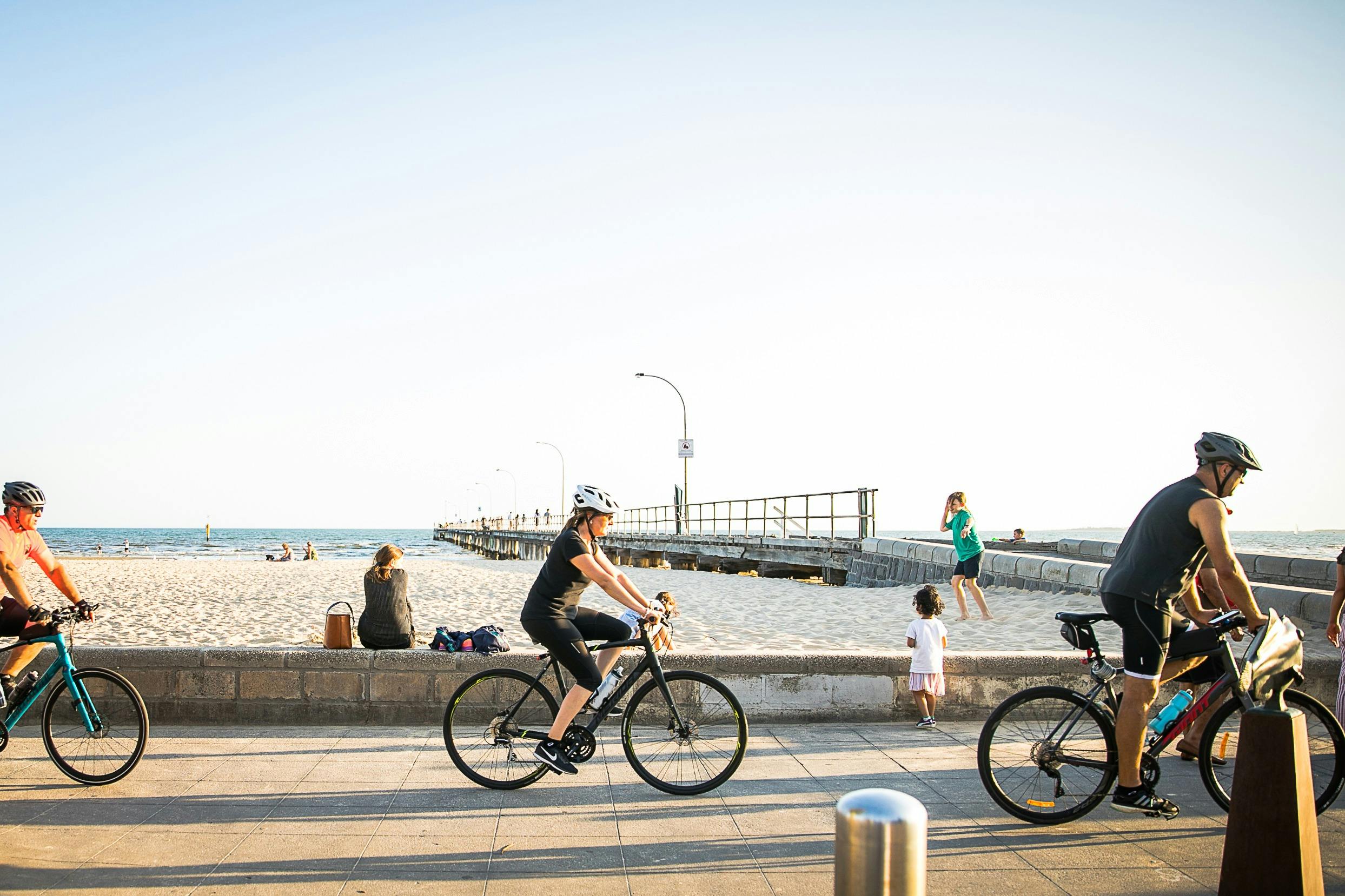 Cycling along Altona Beach