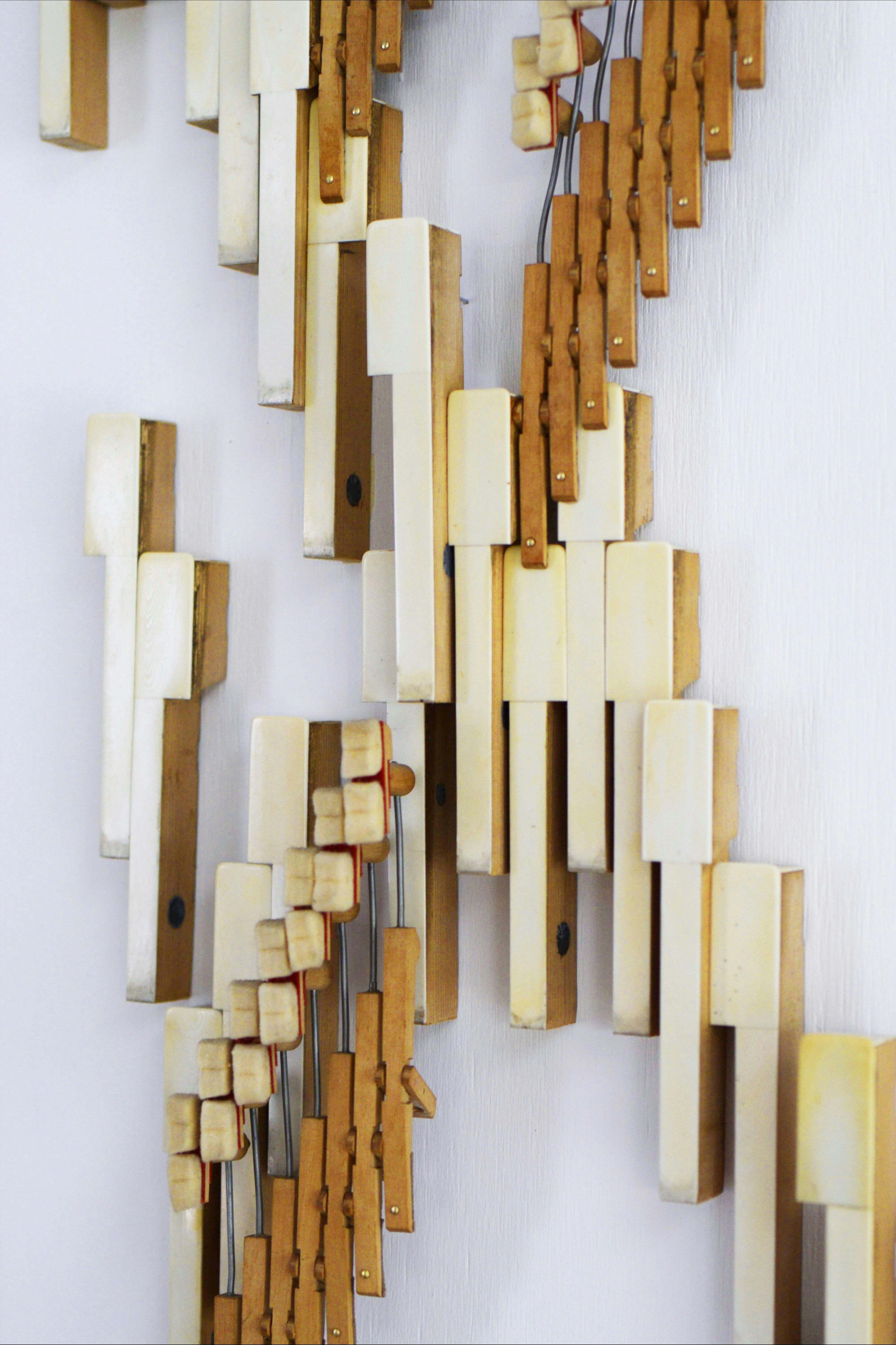 Martin Rowney, detail of artwork, piano key assemblage