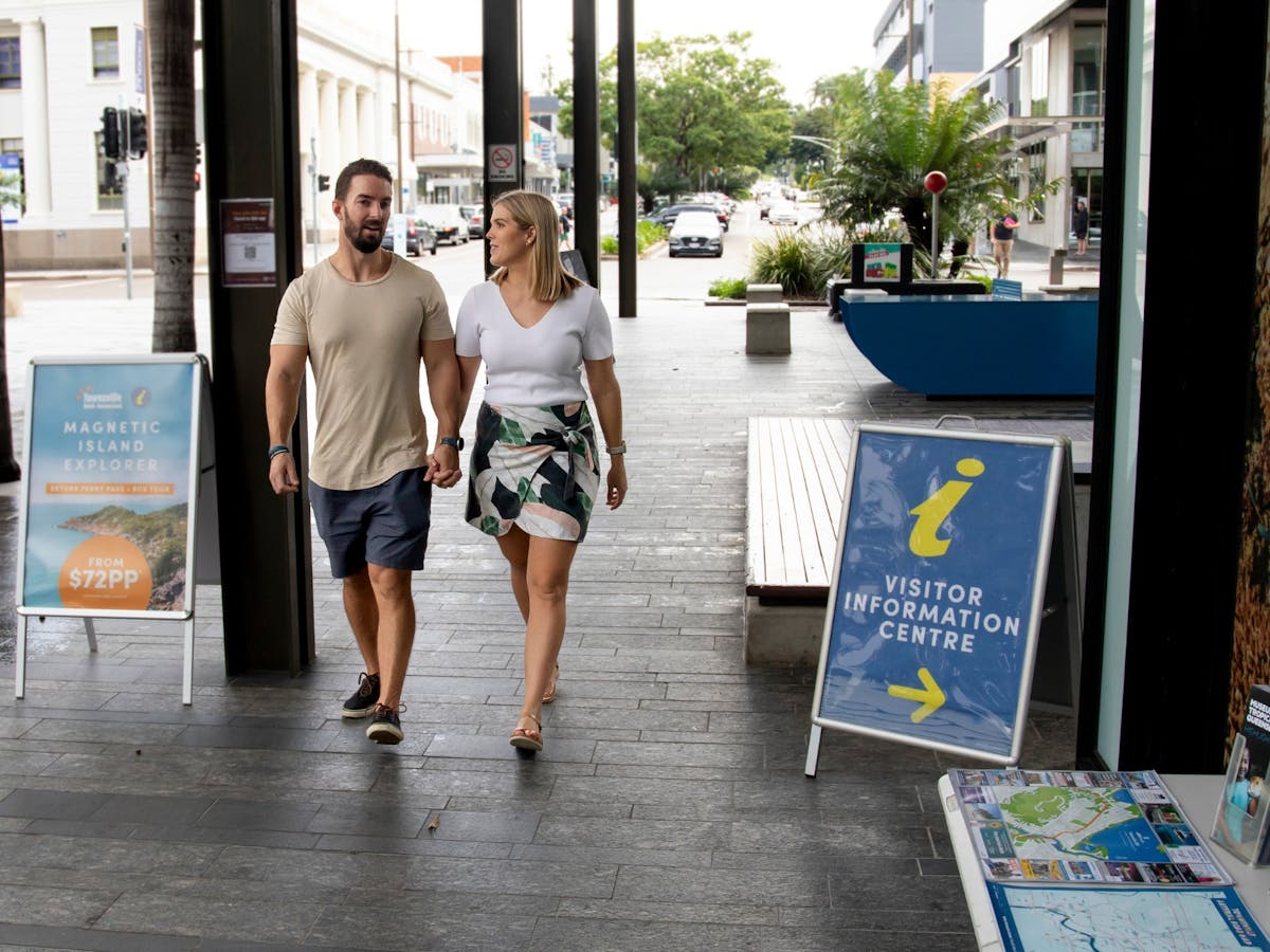 Visitors at the front of the Visitor Information Centre