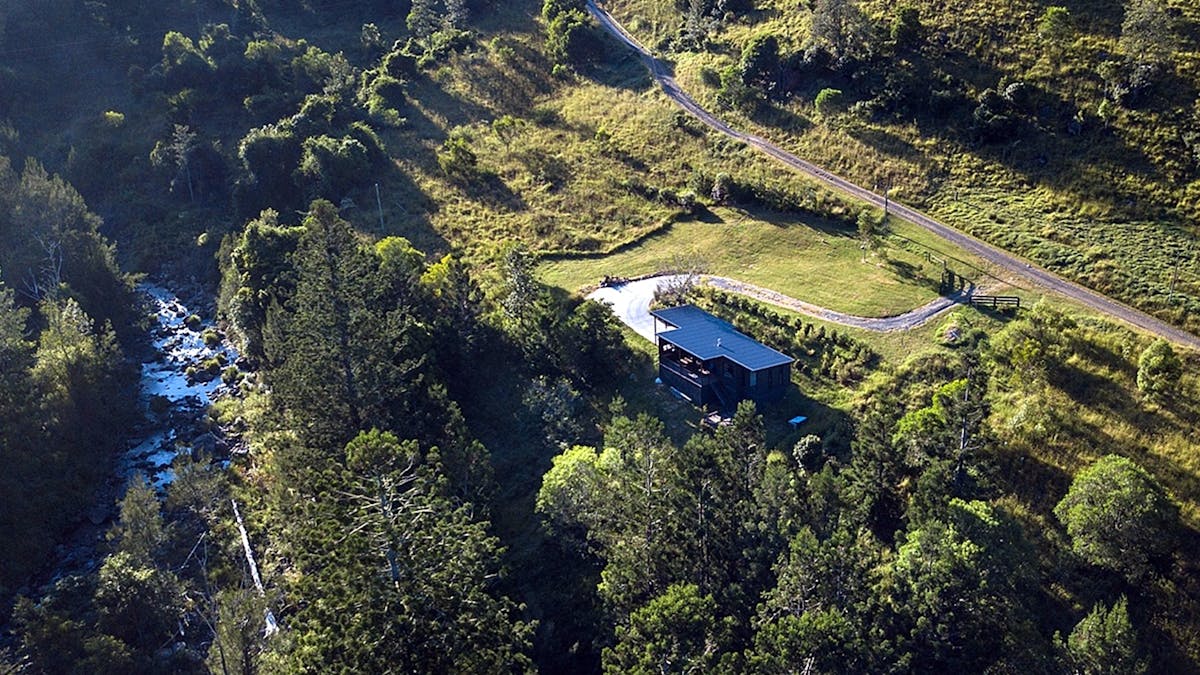 Bimbul cabin sits beside Christmas Creek and Forest