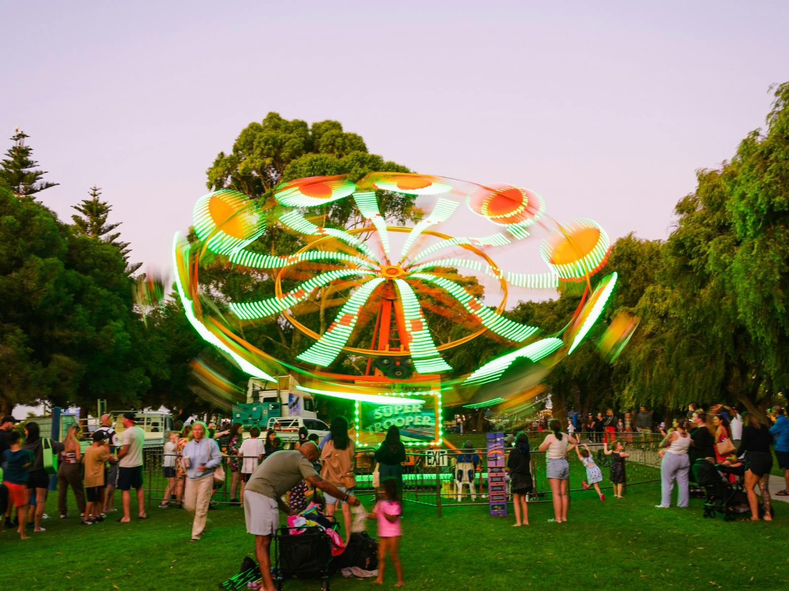 Spinning childrens ride in a park