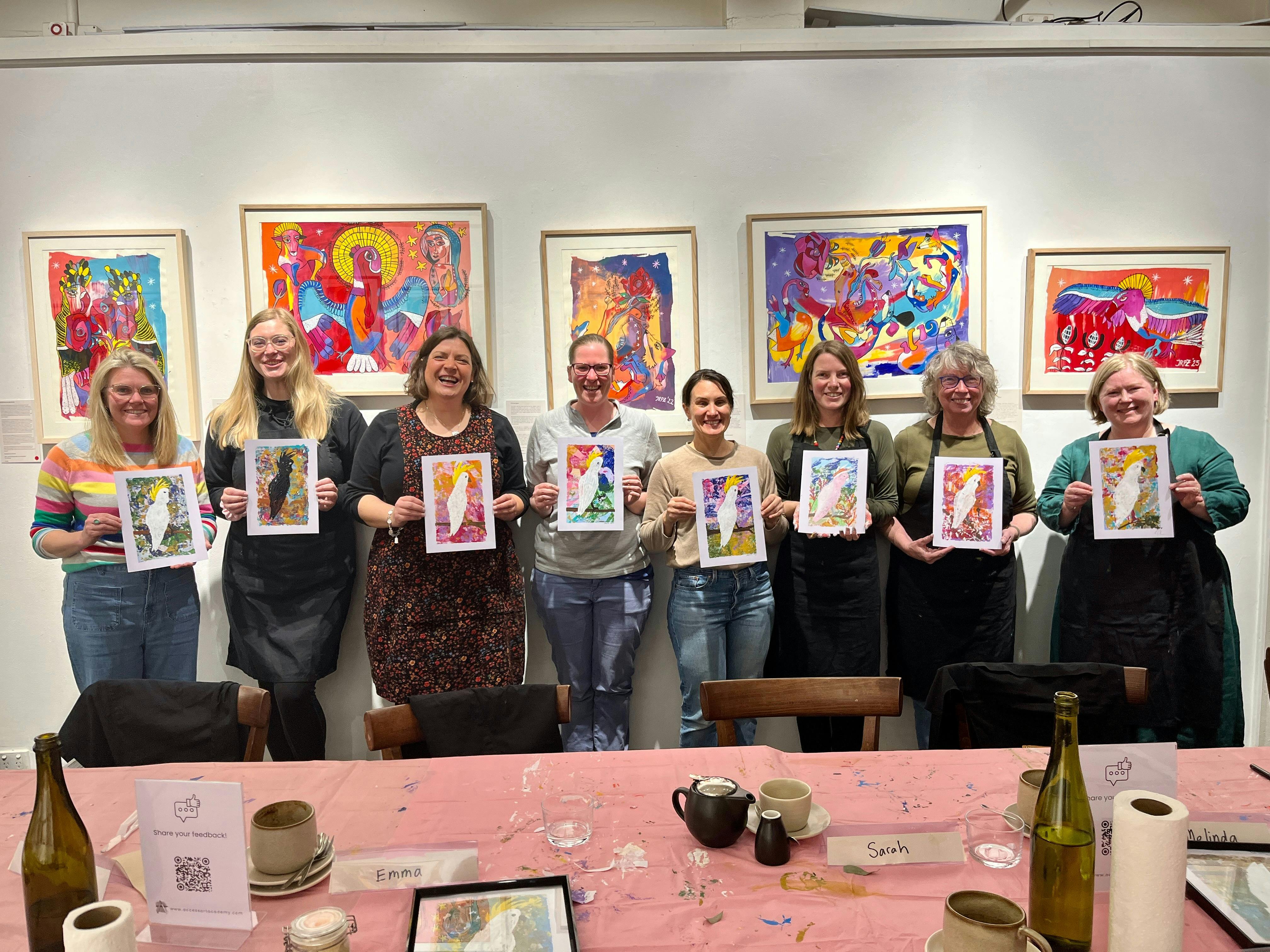 Workshop participants showing off their finished works of art!