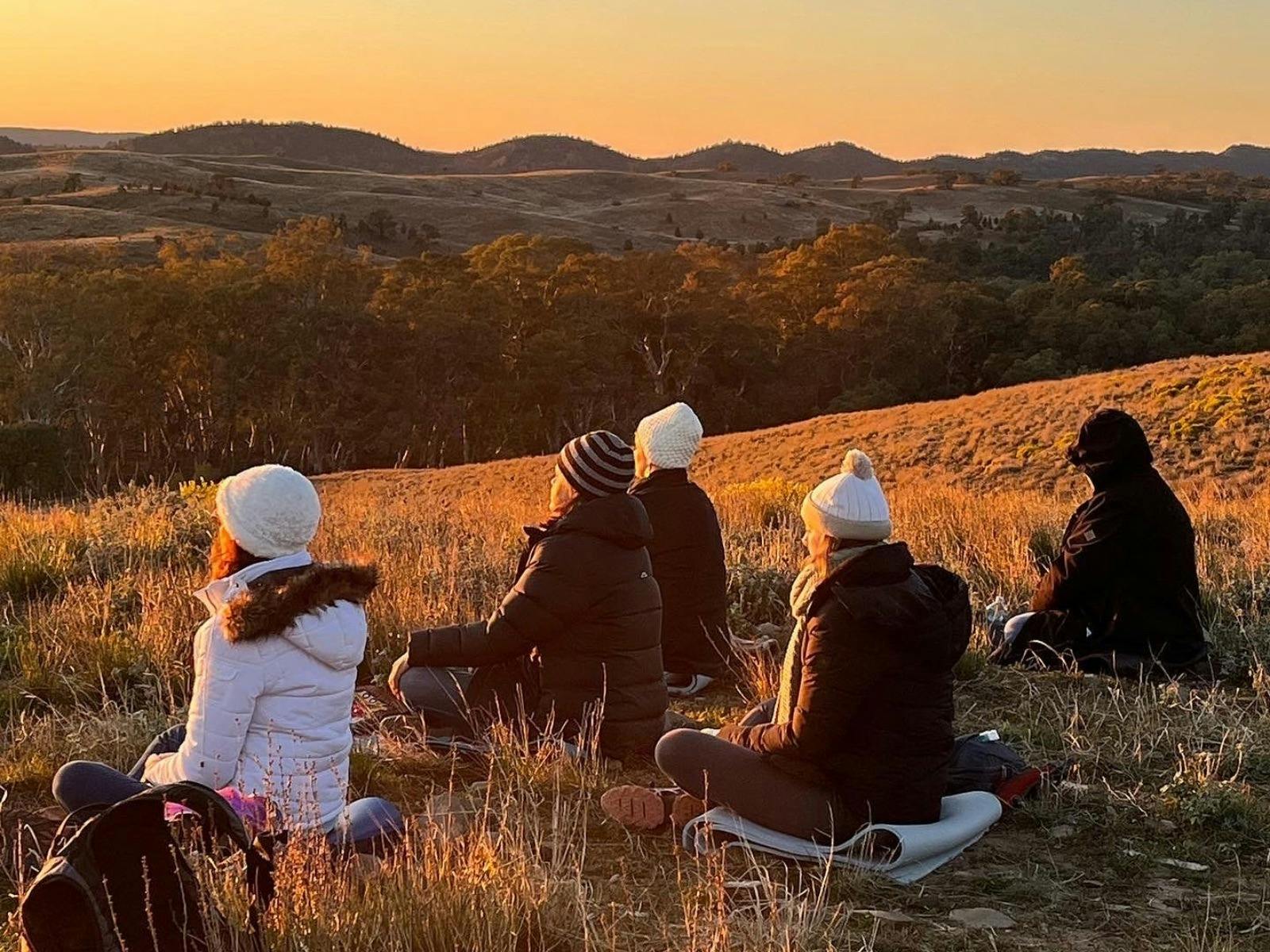 Sunrise meditation Wilpena Women's weekend, Active Rest Retreats.