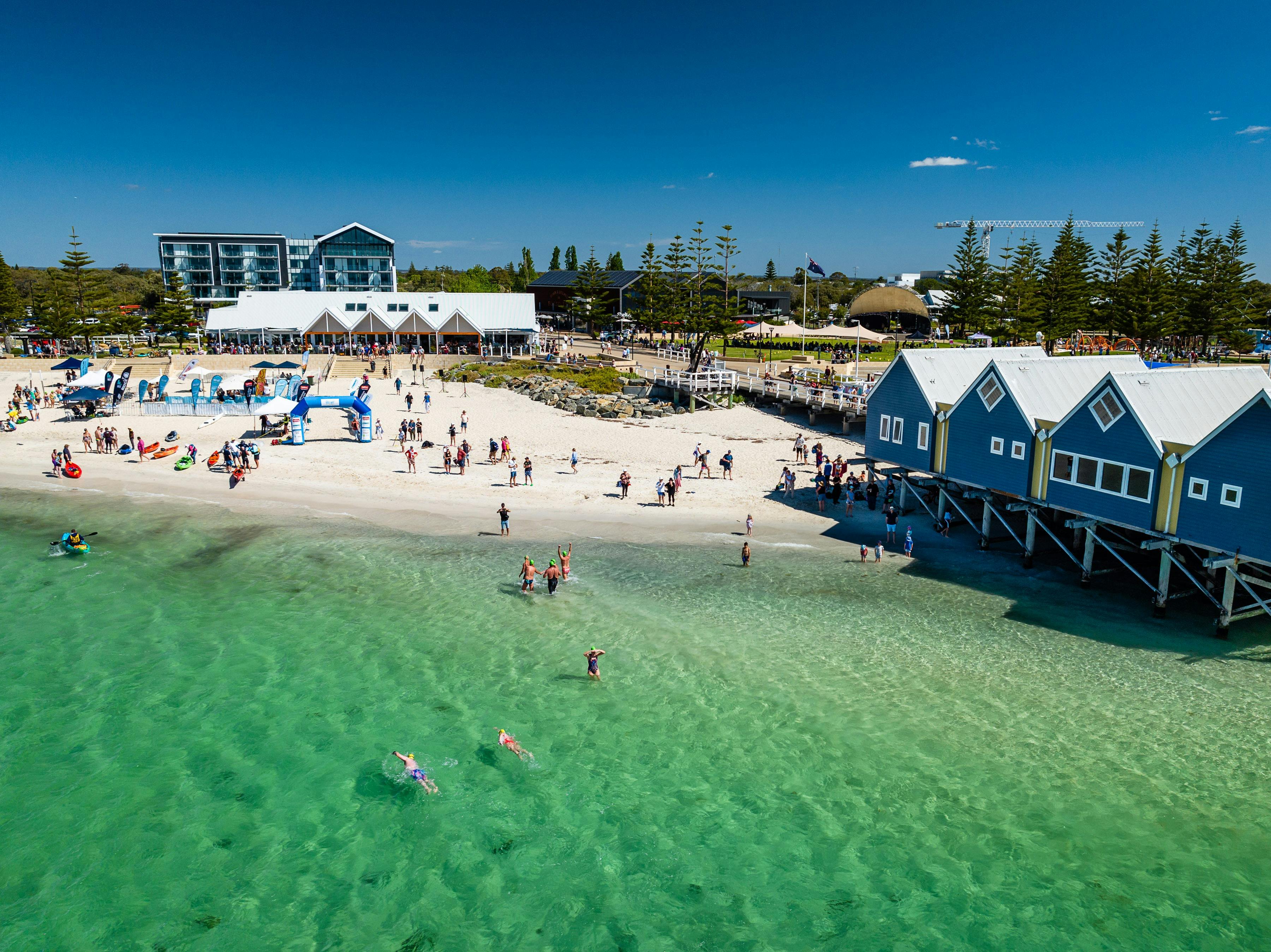 The iconic sandy beach finish line and area.