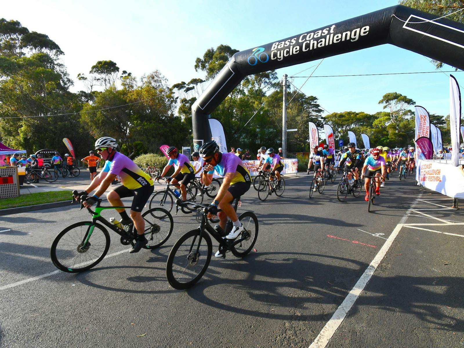 Cyclists start their ride
