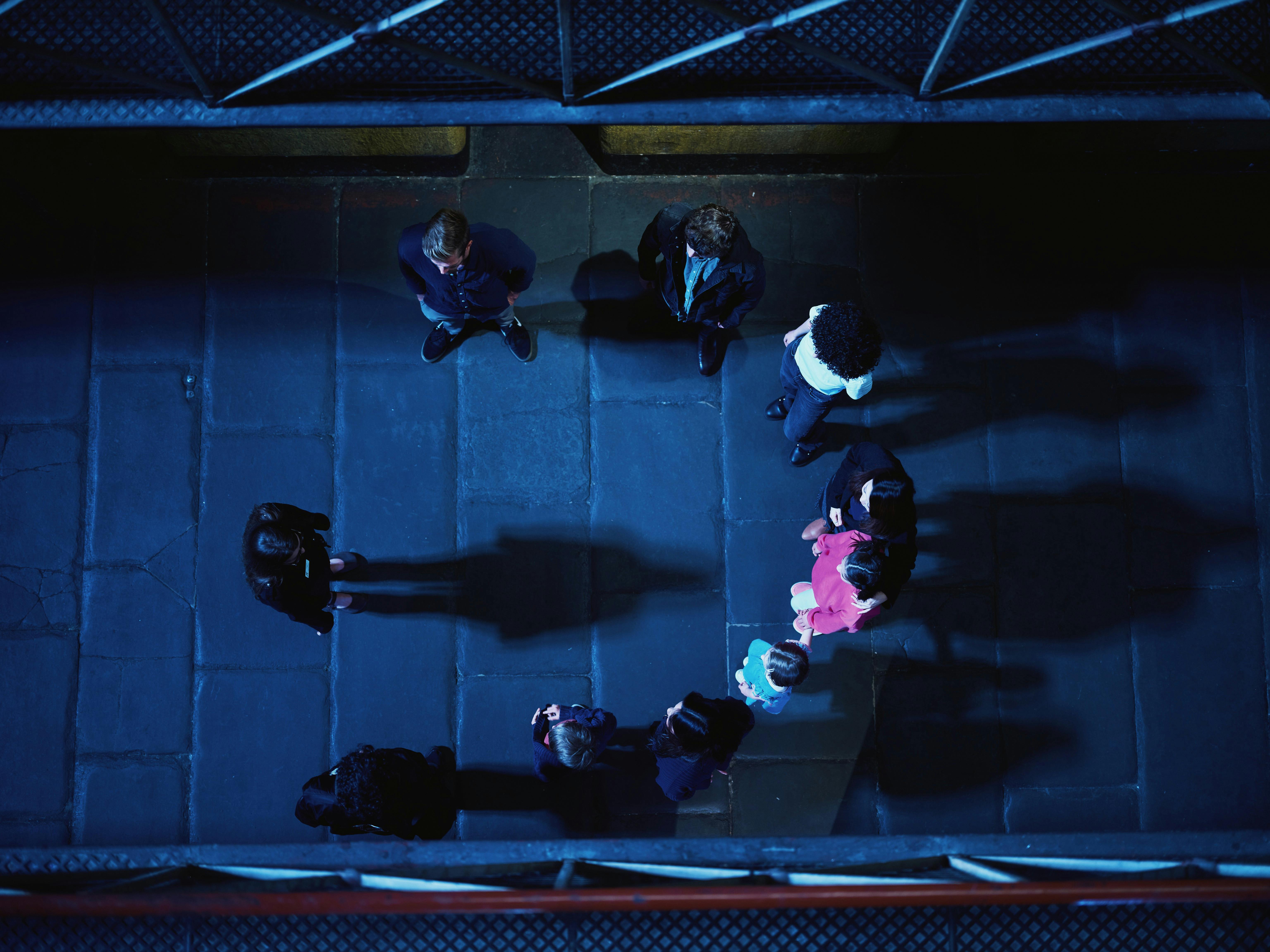 Group in darkness inside Gaol