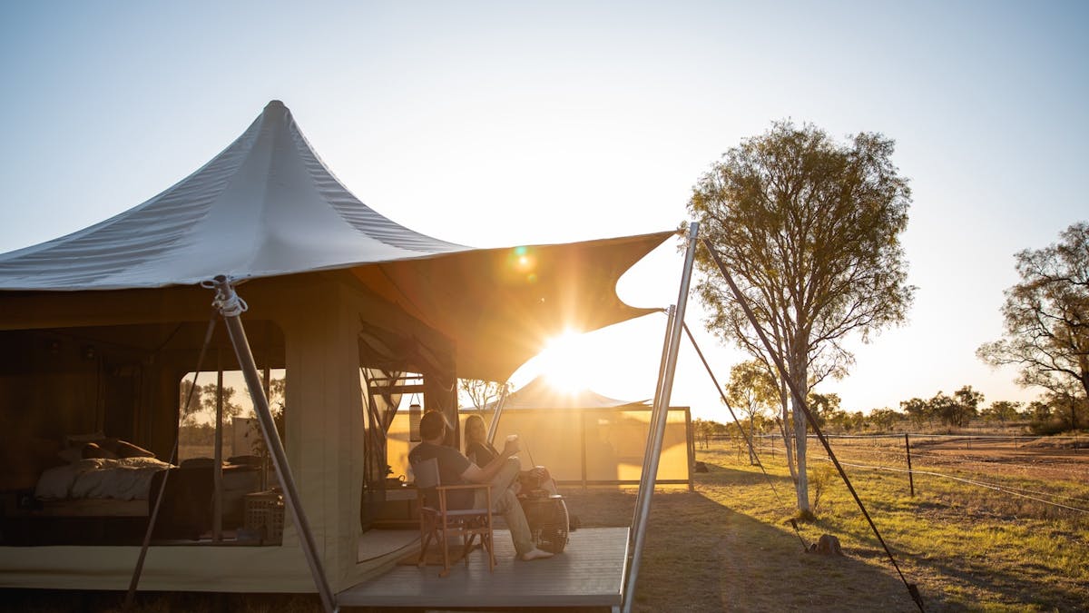 Sunset at Talaroo Hot Springs Eco Tent
