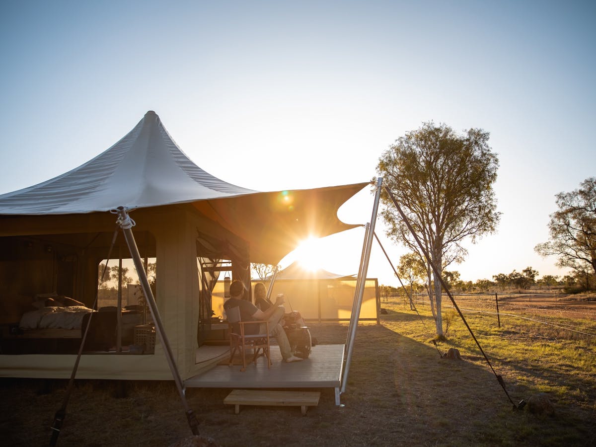 Sunset at Talaroo Hot Springs Eco Tent