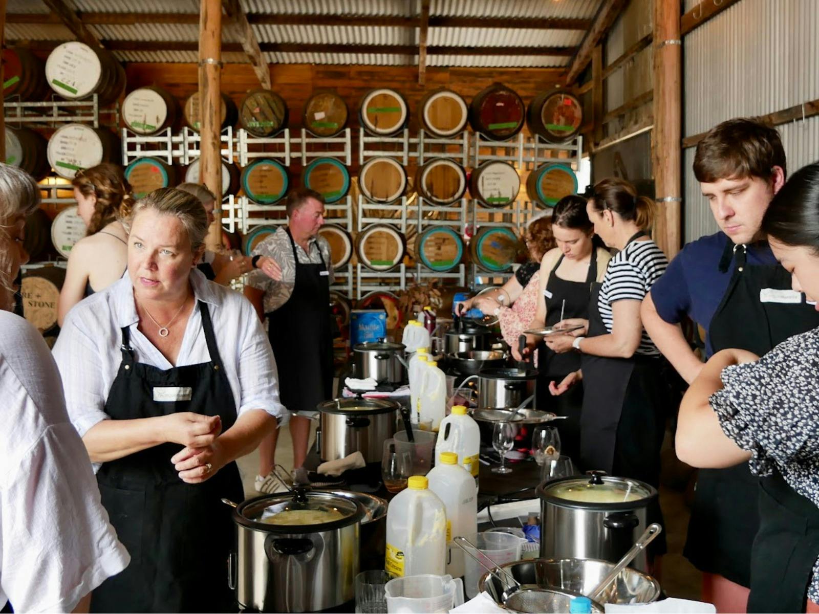 a group making cheese