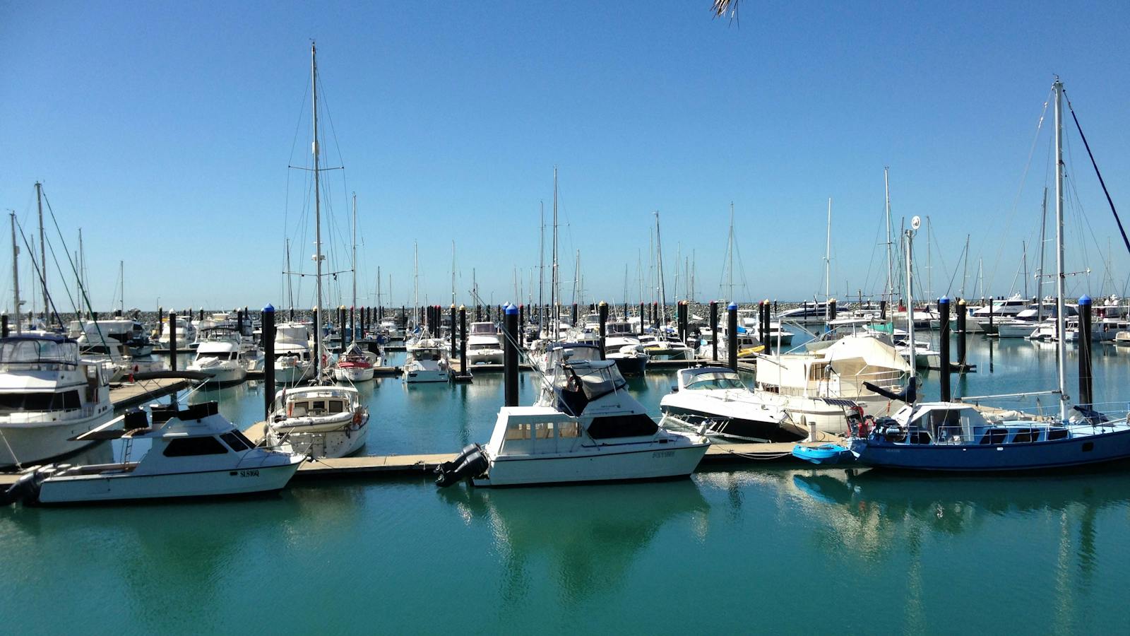 Boats mored in Mackay Harbour