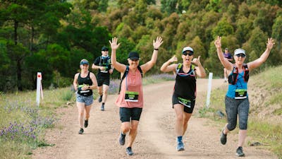 runners on fire trails