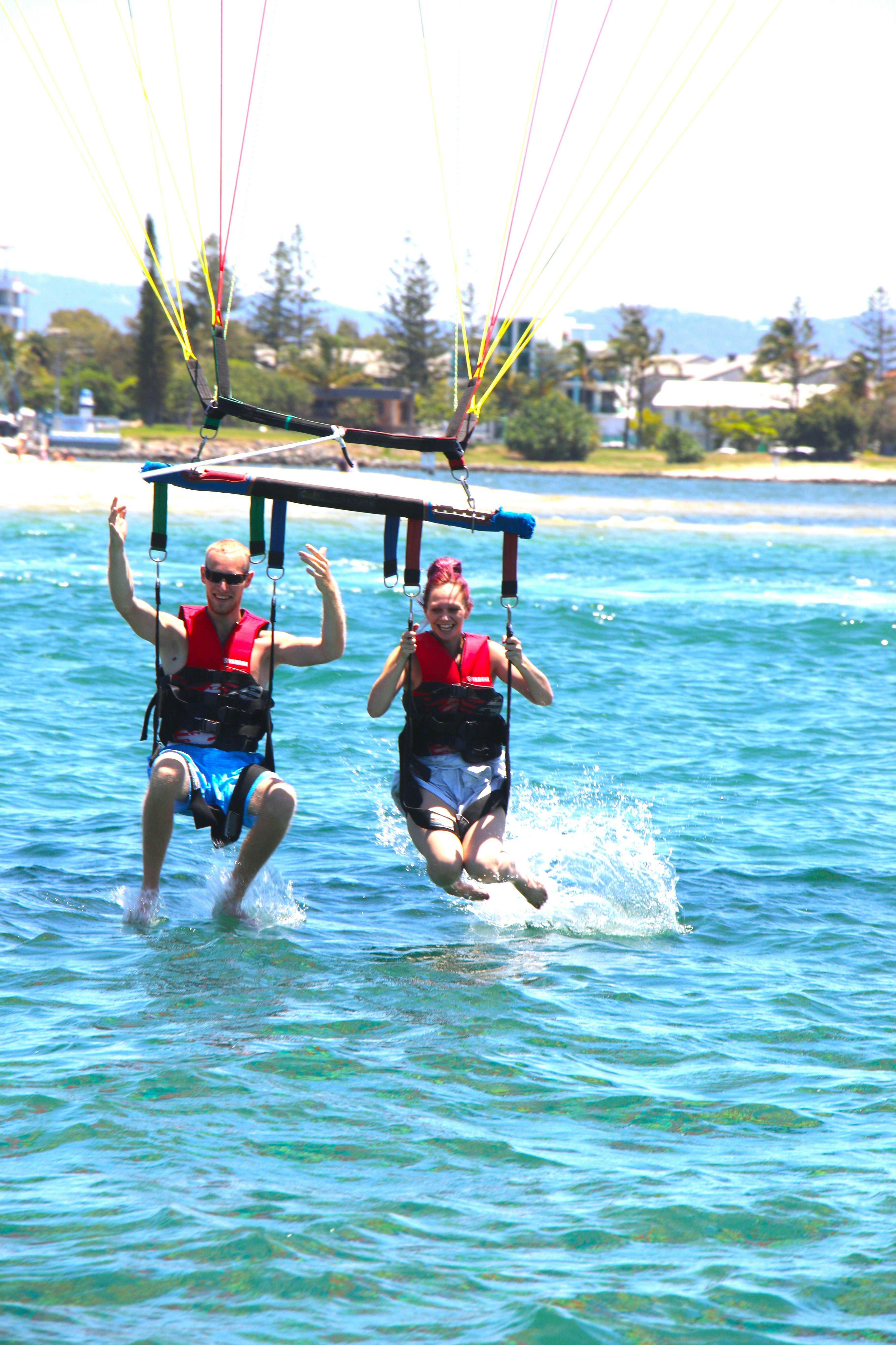 Tandem Parasail being dipped