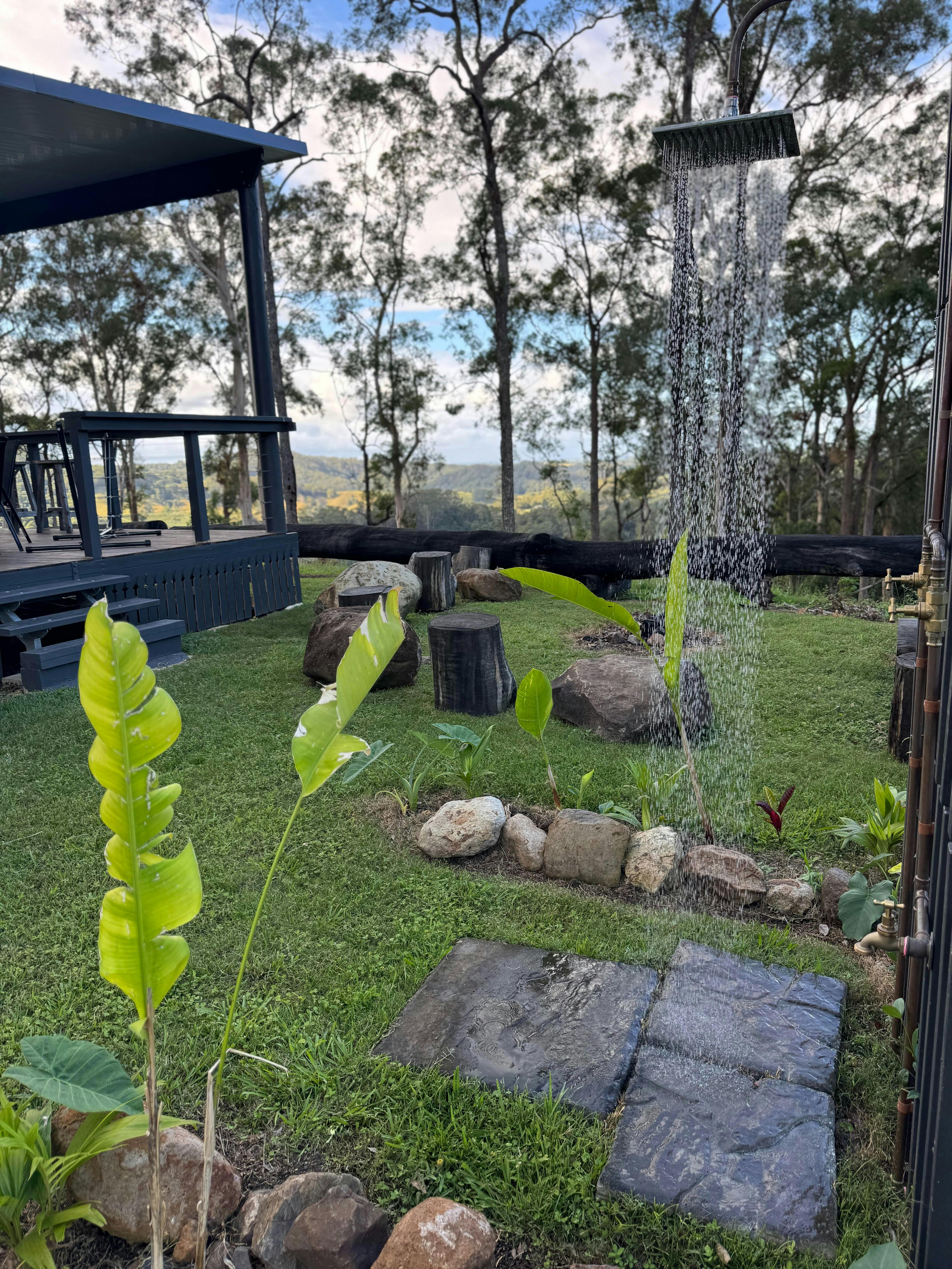 Outdoor heated shower