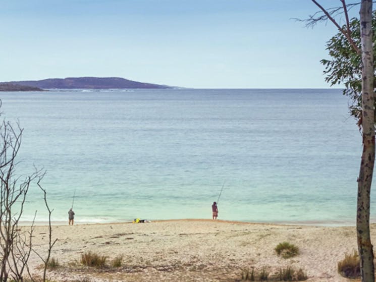 2 people fishing at Depot Beach near Batemans Bay. Photo: Nick Cubbin/DPIE