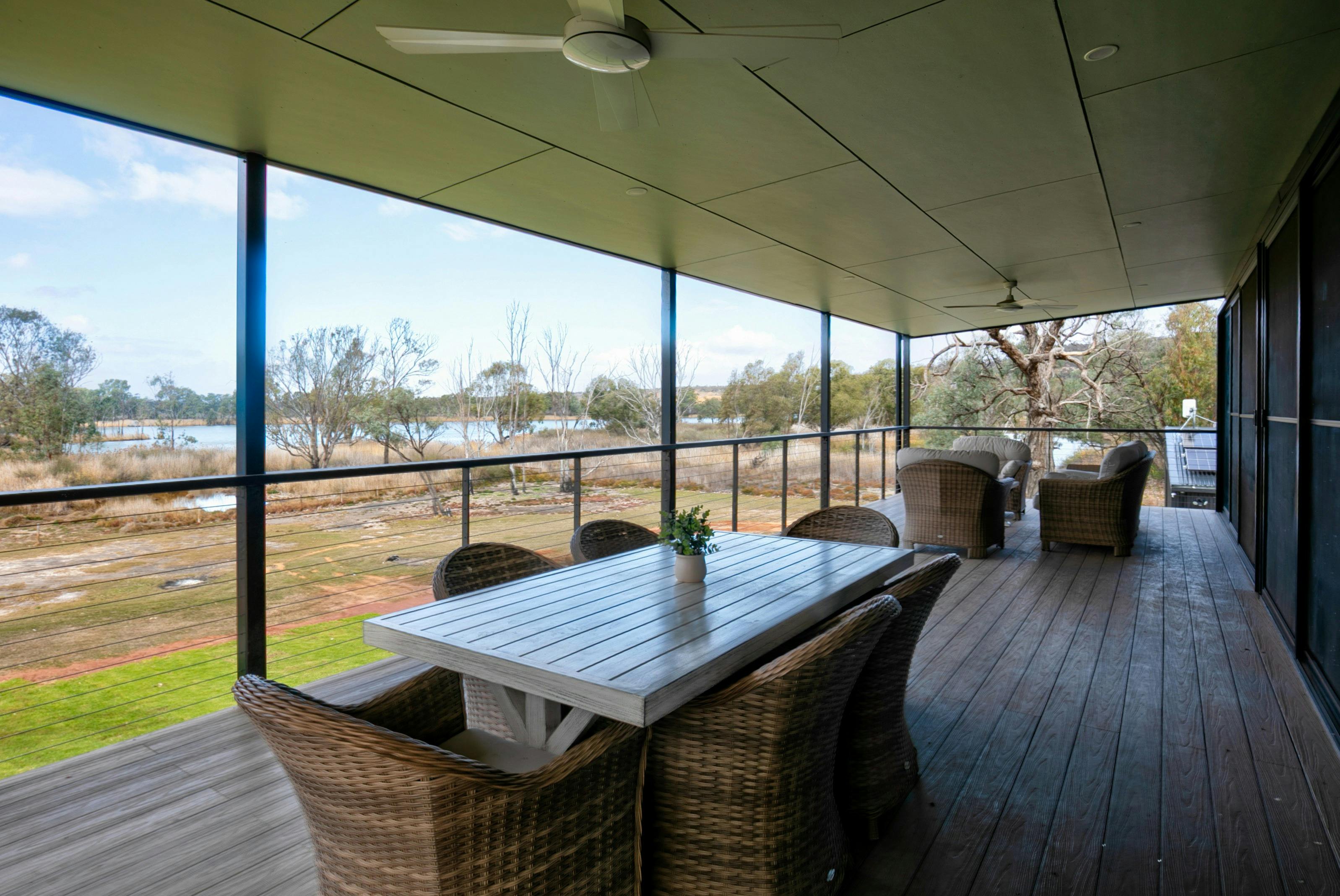 large decking with river views