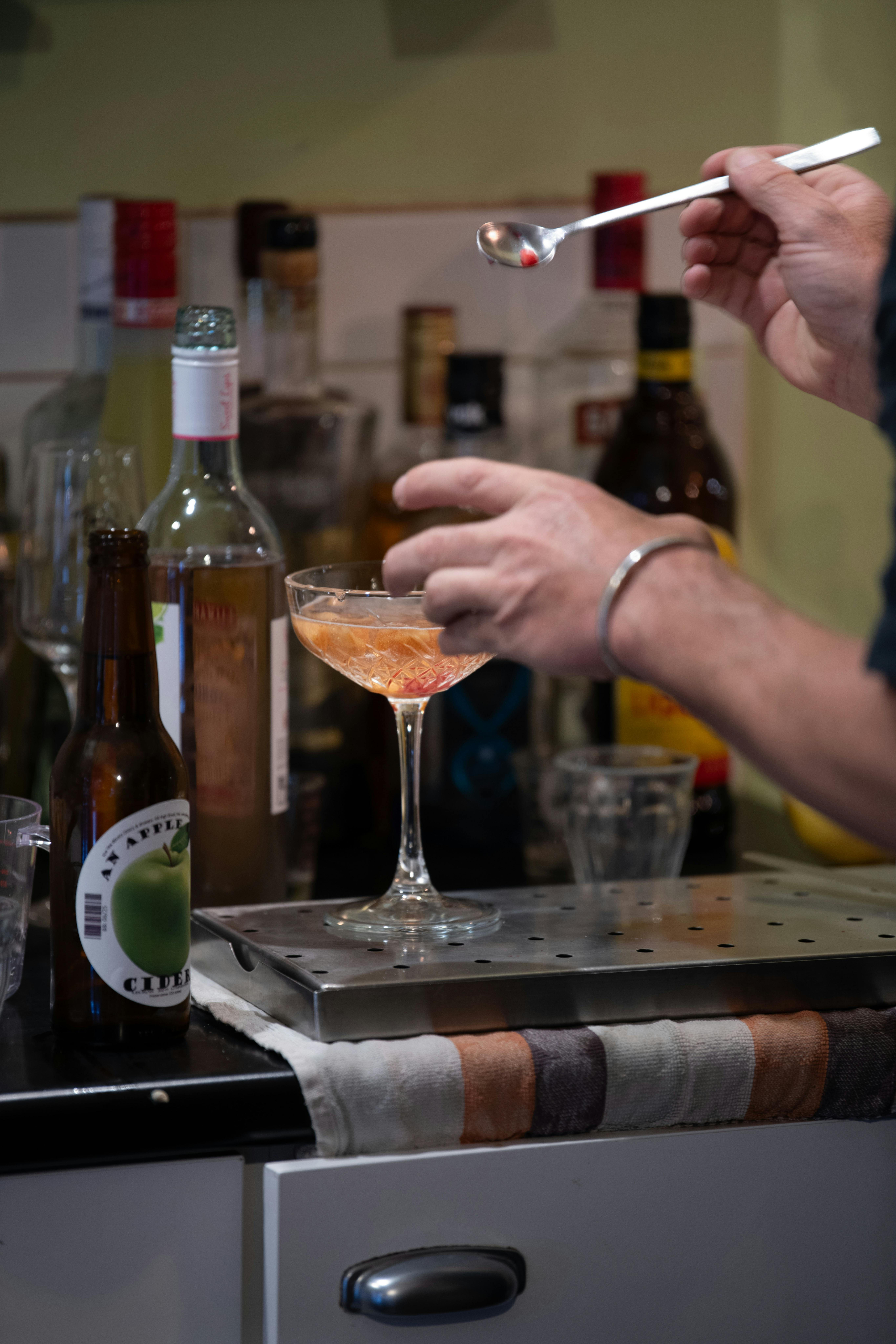 A cocktail being made inhouse