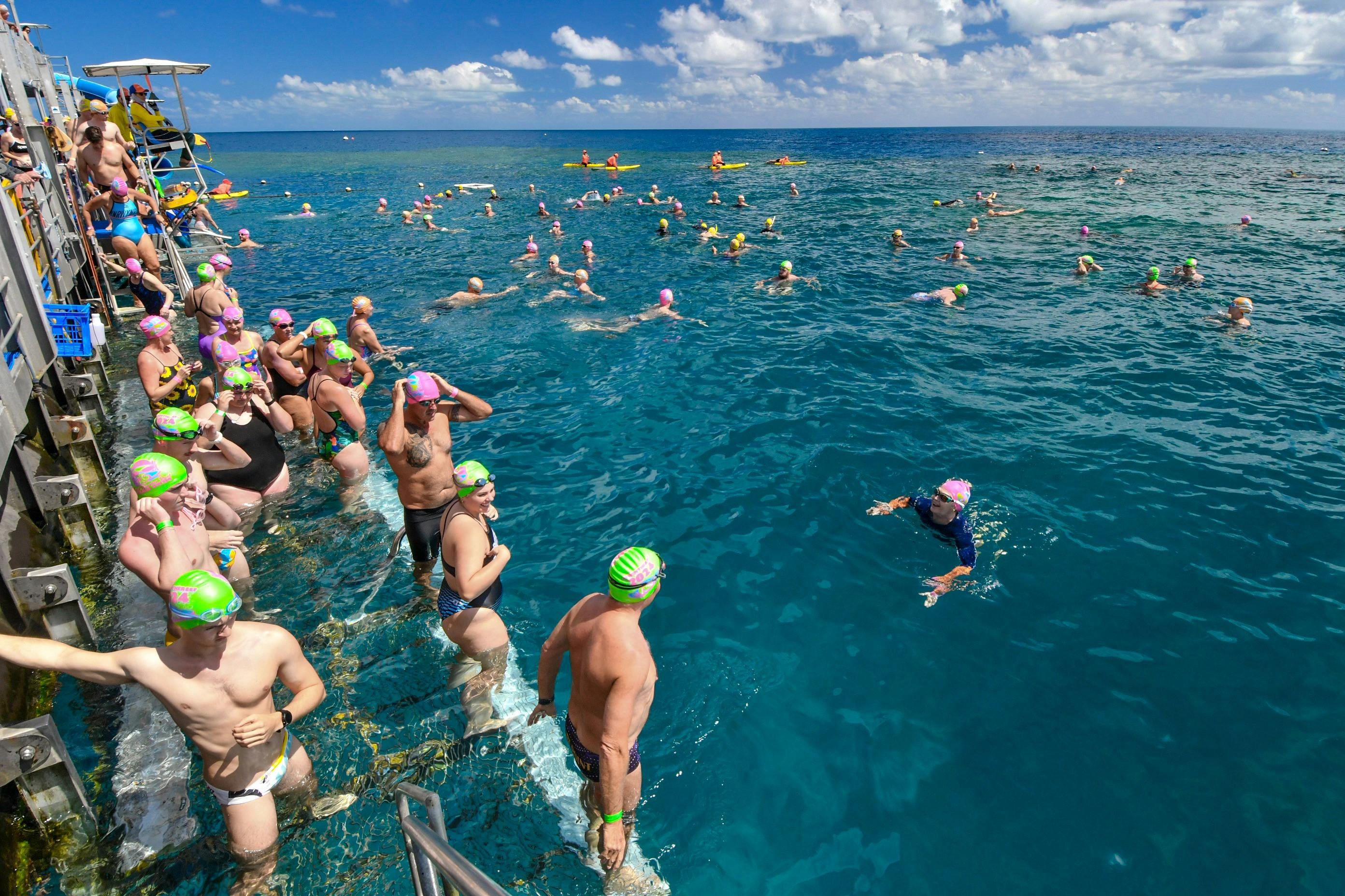 Entering the water - Great Barrier Reef Ocean Swim