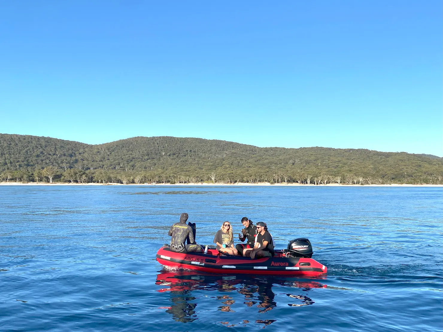 Spear-fisher's being dropped onto the spot in our 5 person rescue tender.