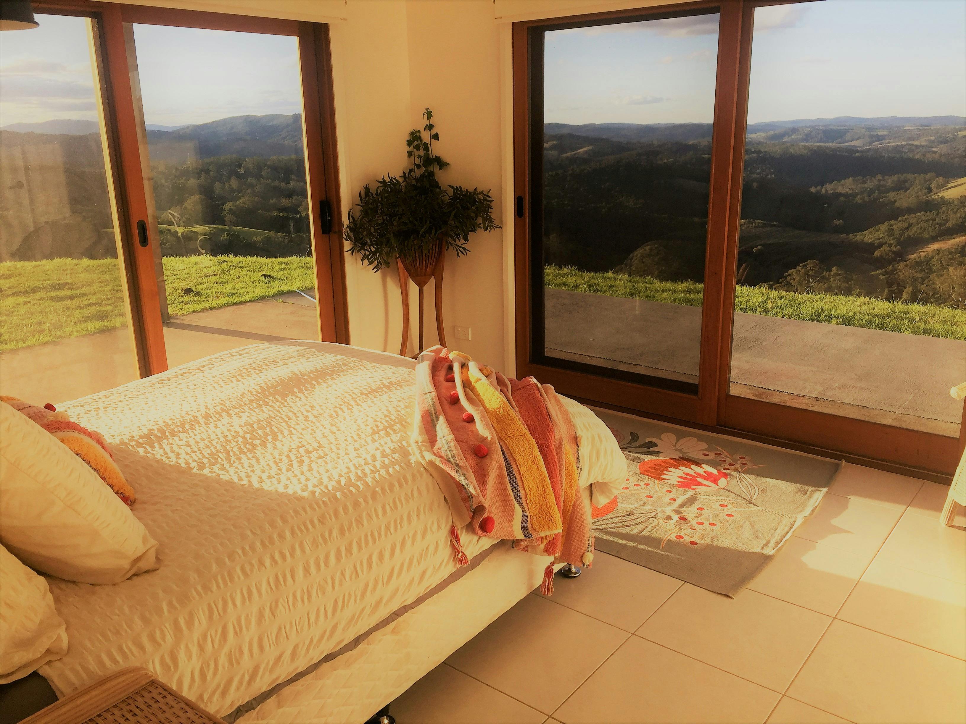 Master bedroom with views over the valley