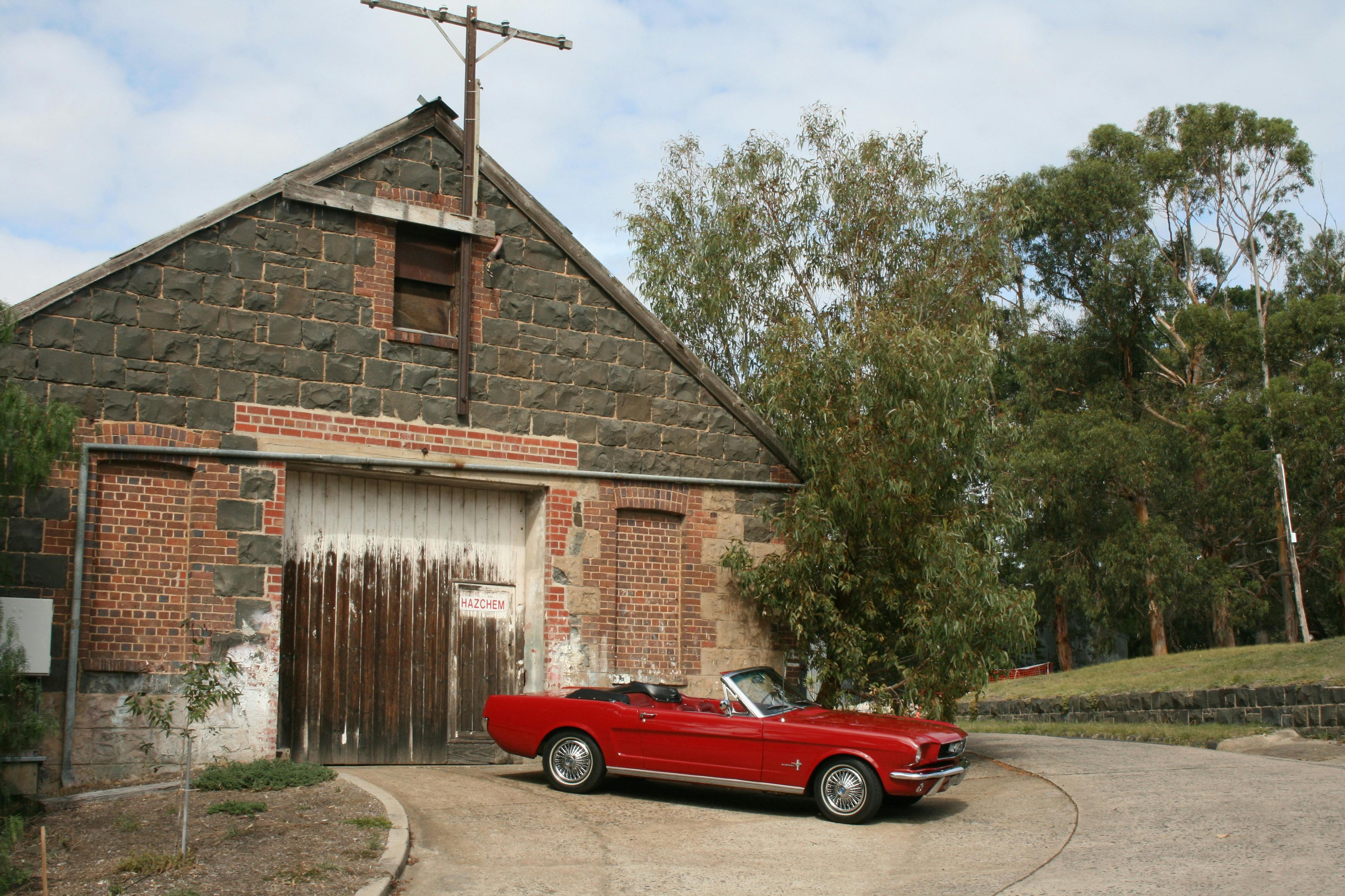 1966 vintage Mustang convertible located at historic Fyansford Papermills.