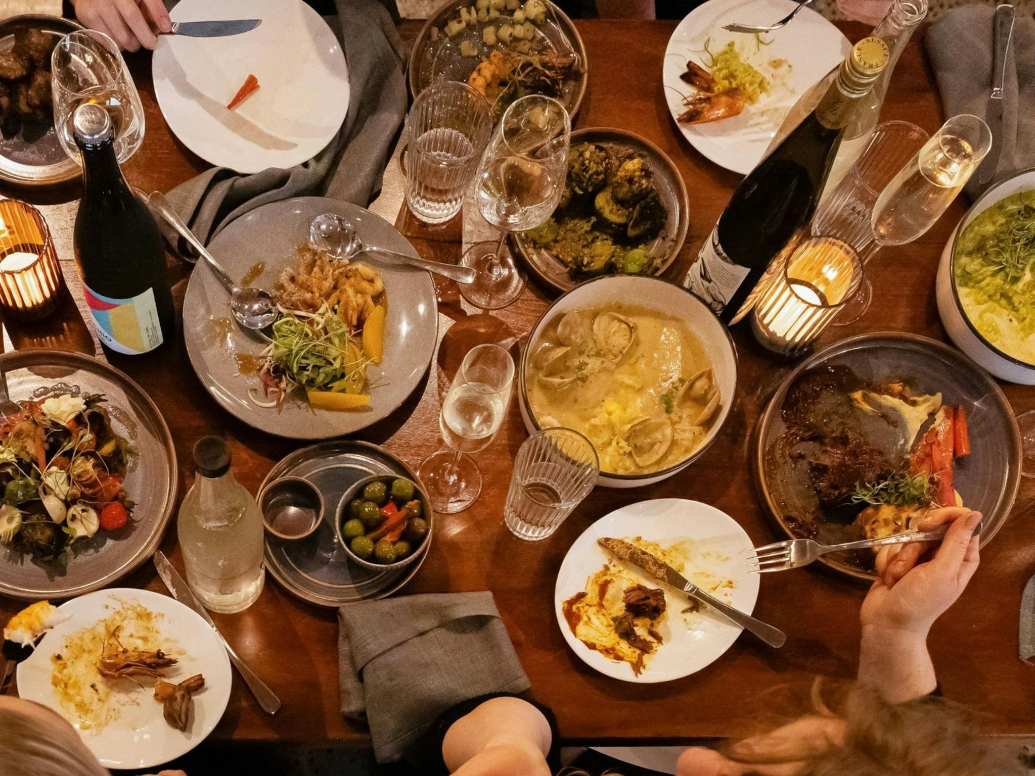 tablescape of food and drink