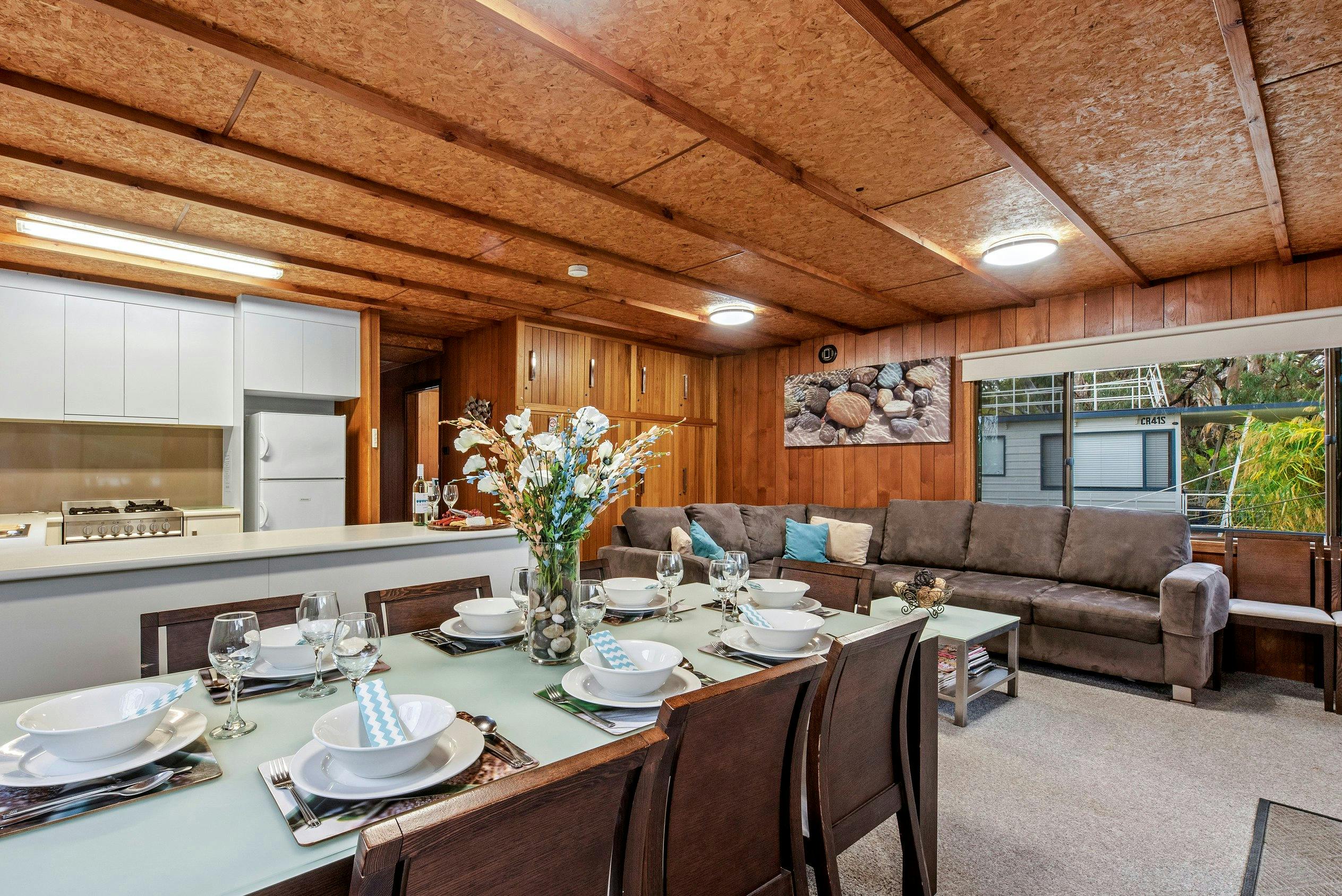 Spacious kitchen, dining and living area on The Murray Dream