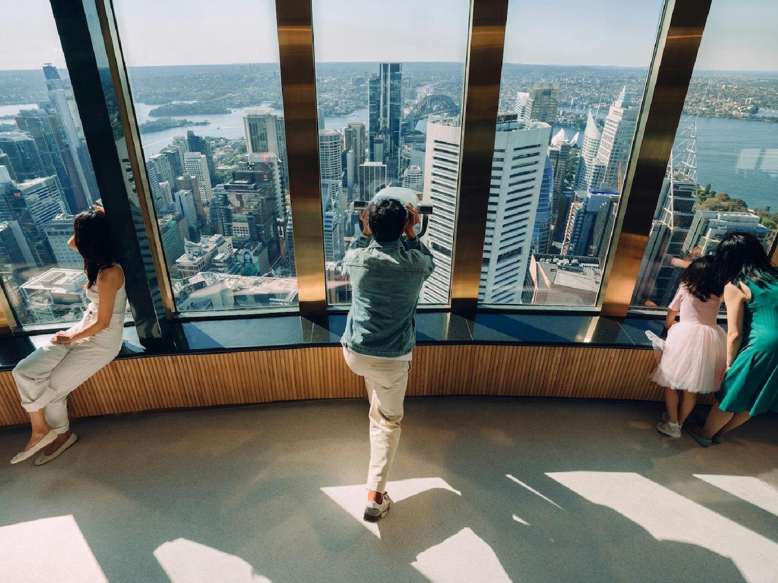 Guests enjoying the view from the Sydney Tower Eye Observation Deck