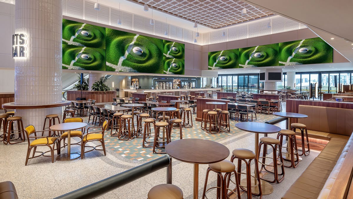 A large bar with big screen tvs