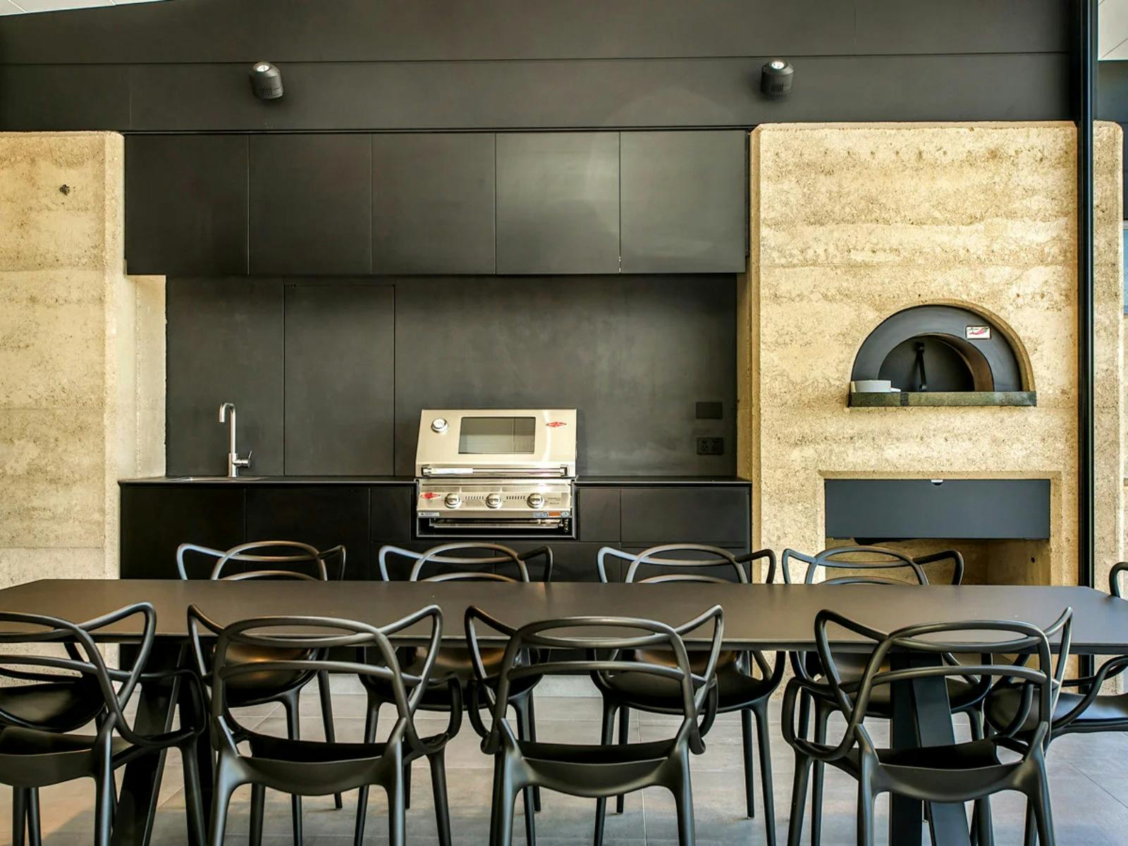 Inviting dining space with modern décor and cozy feel