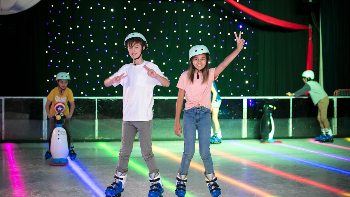 Teen fun together on the ice