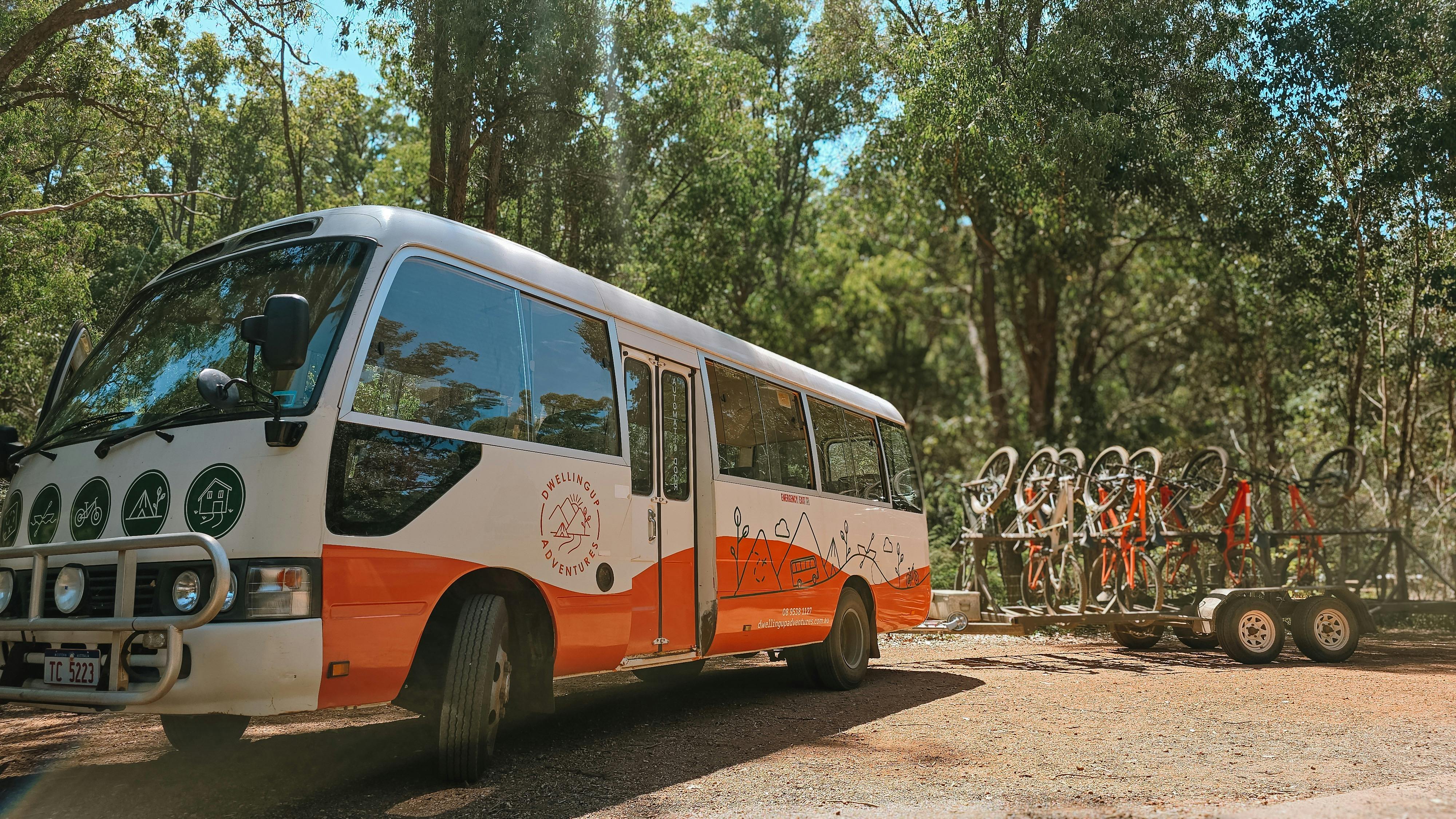 Coaster bus with signage