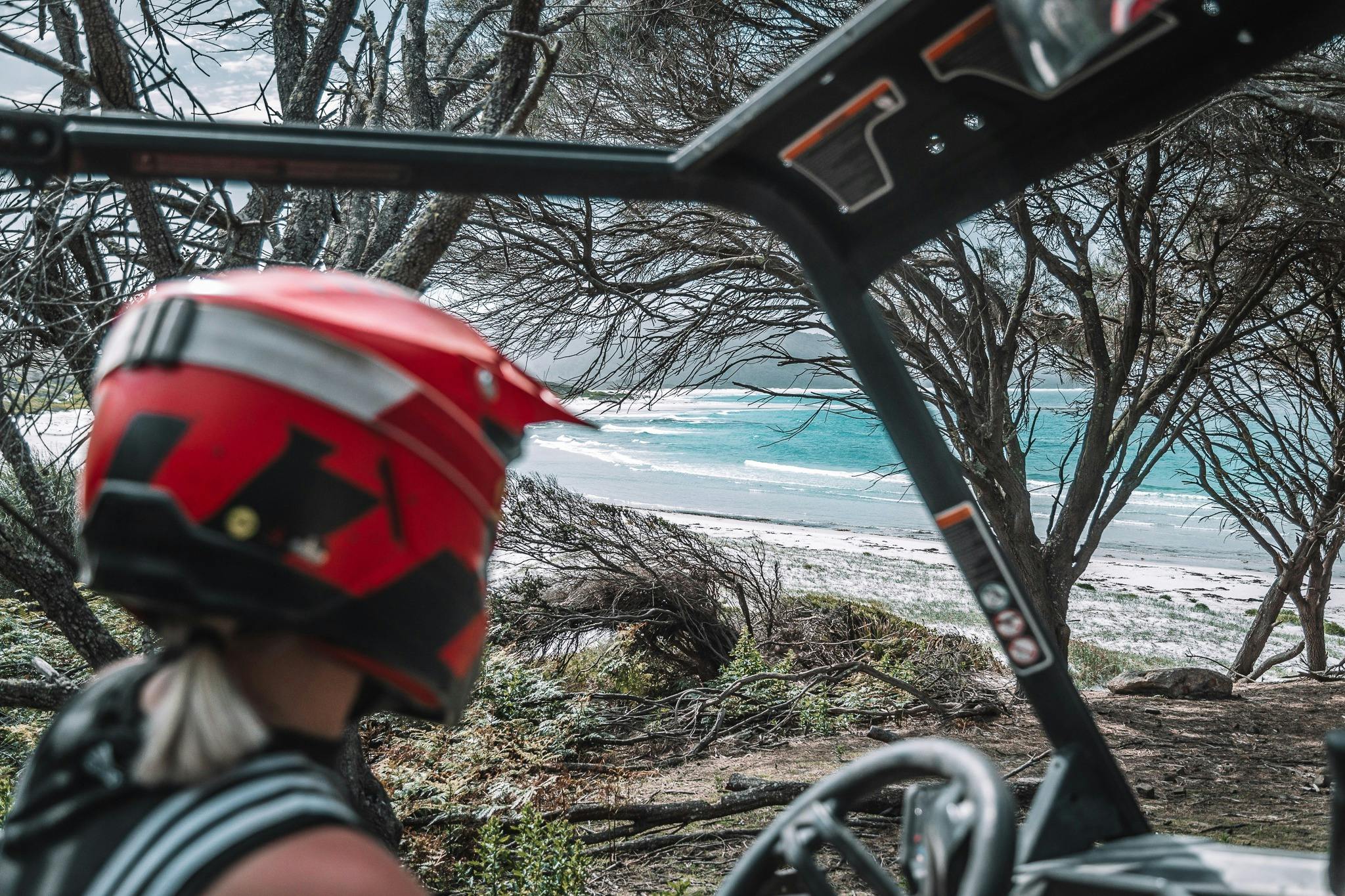 View over Friendly beaches Freycinet National Park from an ATV