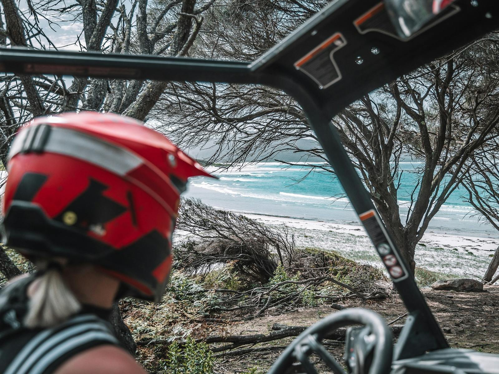 View over Friendly beaches Freycinet National Park from an ATV