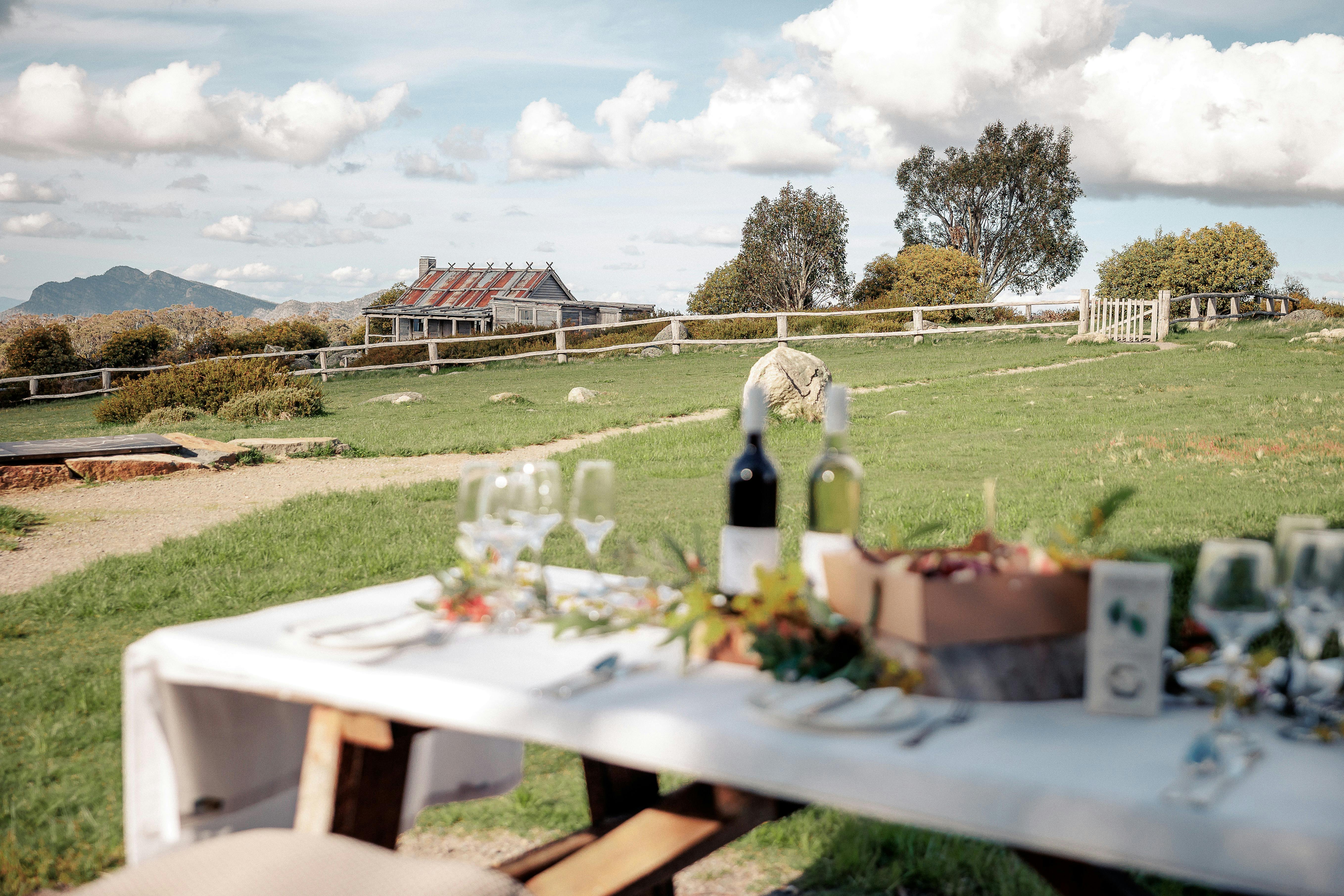 Table set for dinner at Craig's Hut.