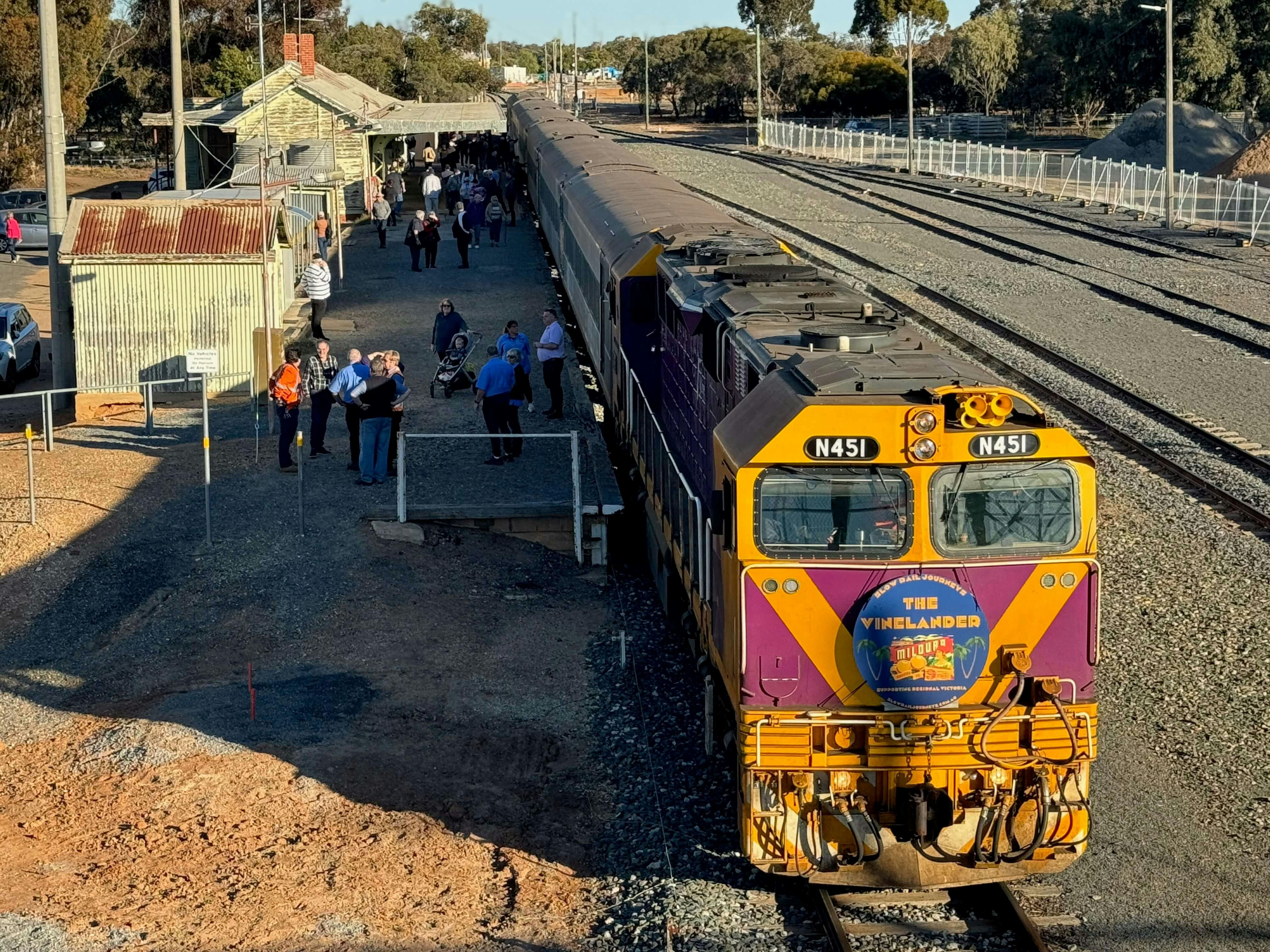 The Vinelander train to Mildura awaits departure from Ouyen
