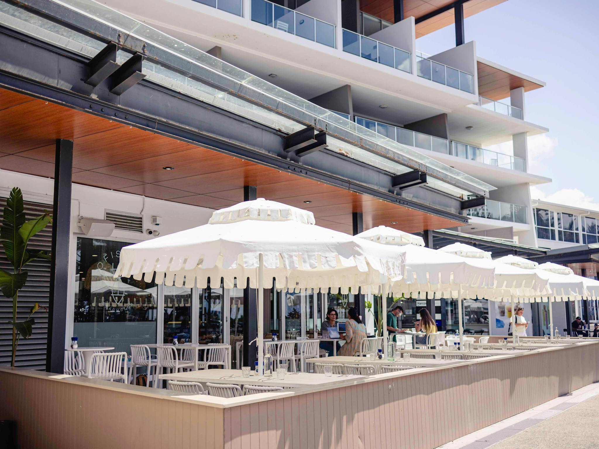 Beautiful outdoor dining under our picnic umbrellas with ocean and island views Beautiful outdoor dining under our picnic umbrellas with ocean and island views