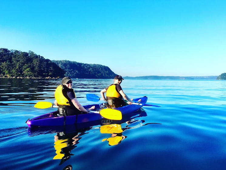 Kayaking on Pittwater with family on Sydney's Northern Beaches
